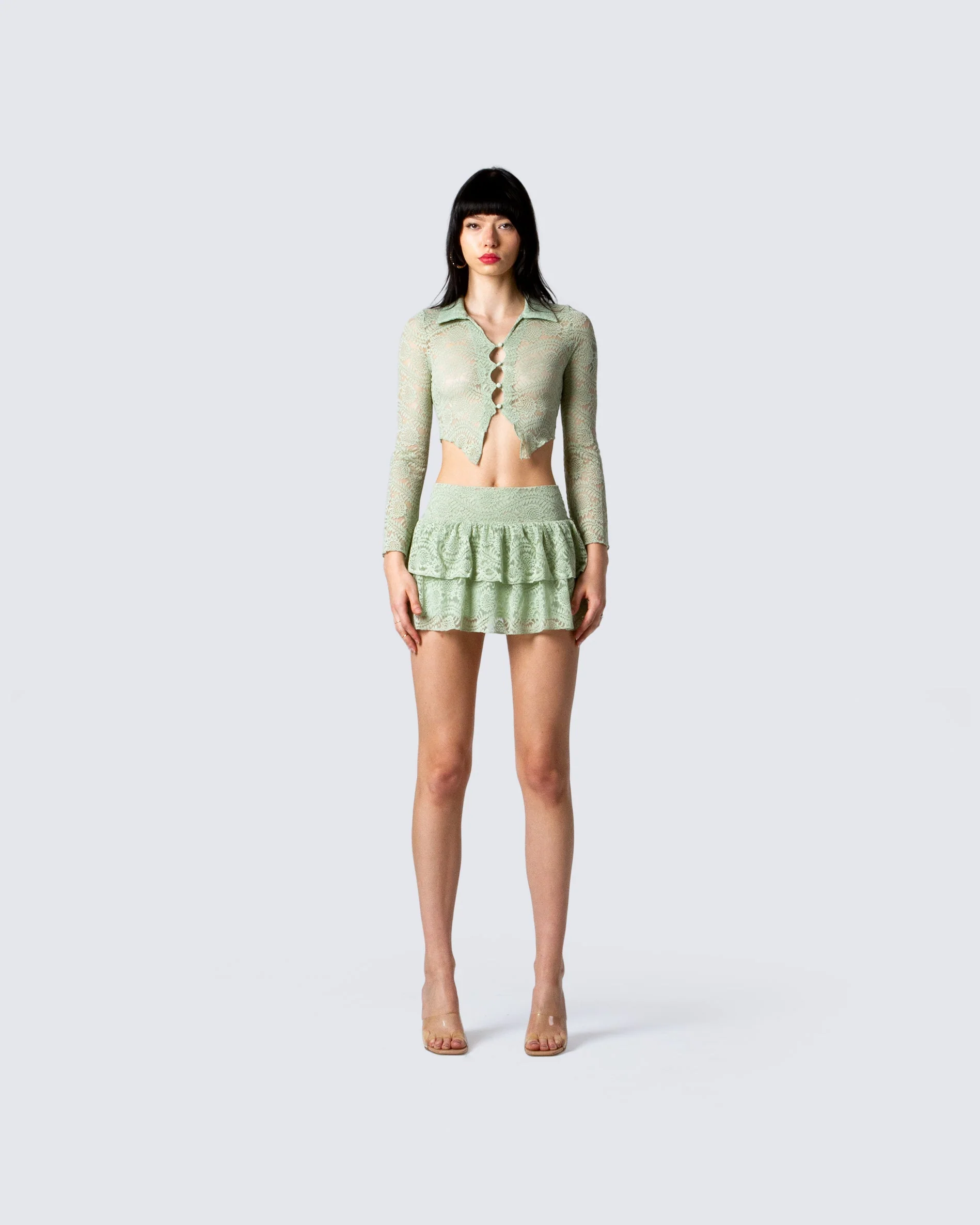 Mia Sage Stretch Lace Top - Image 4