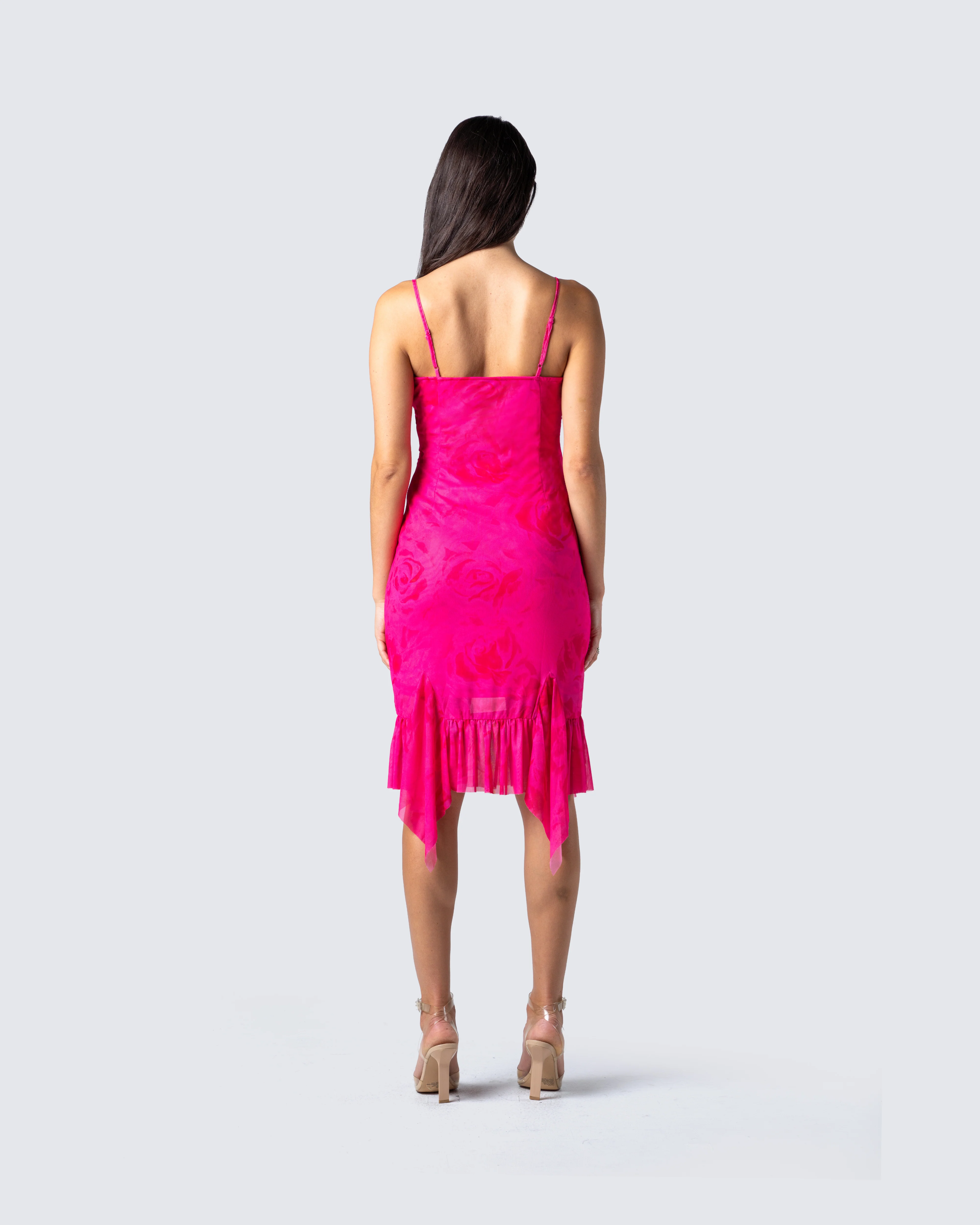 Micah Pink Flower Print Midi Dress - Image 6