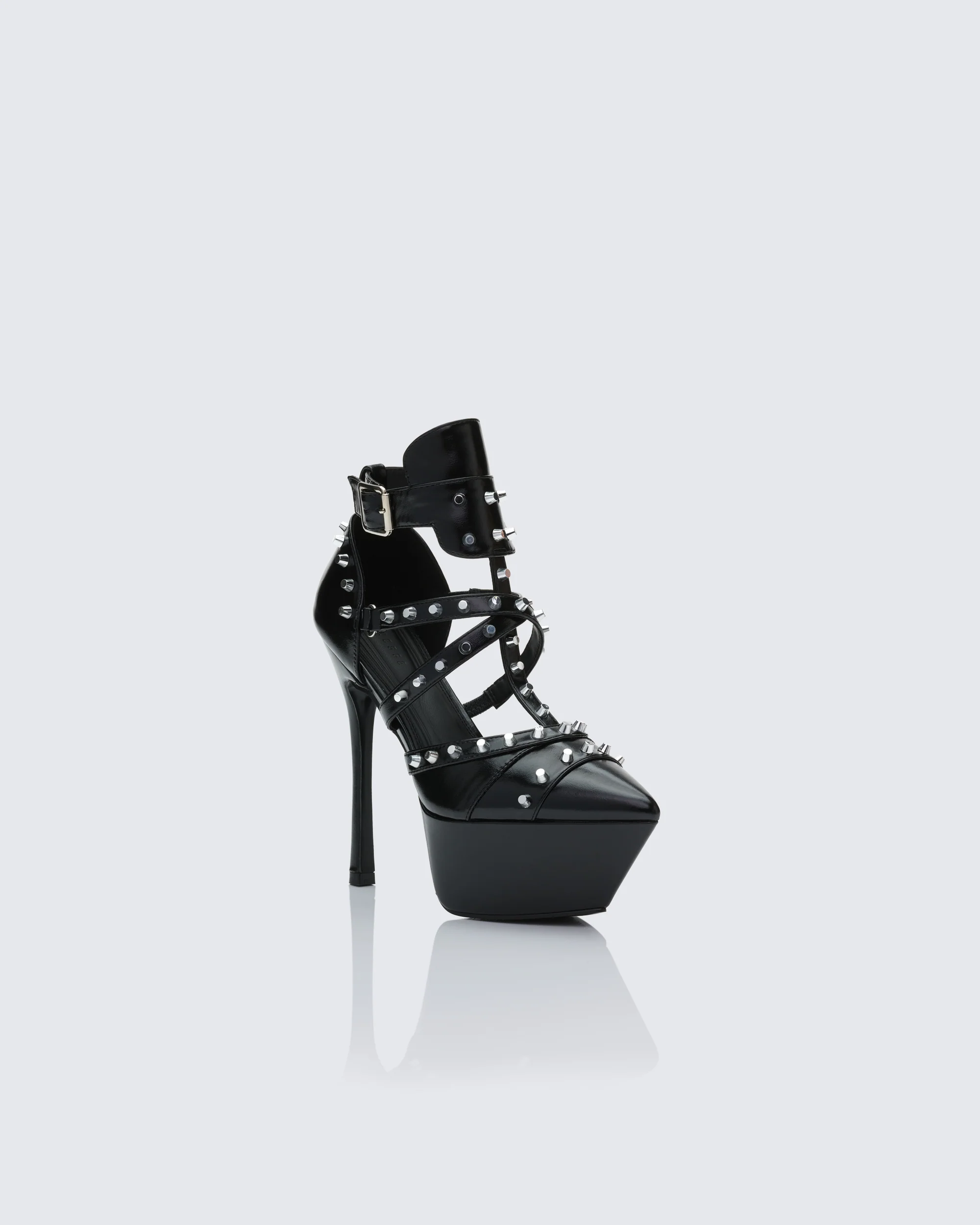 Micaiah Black Studded Strapped Heel - Image 2