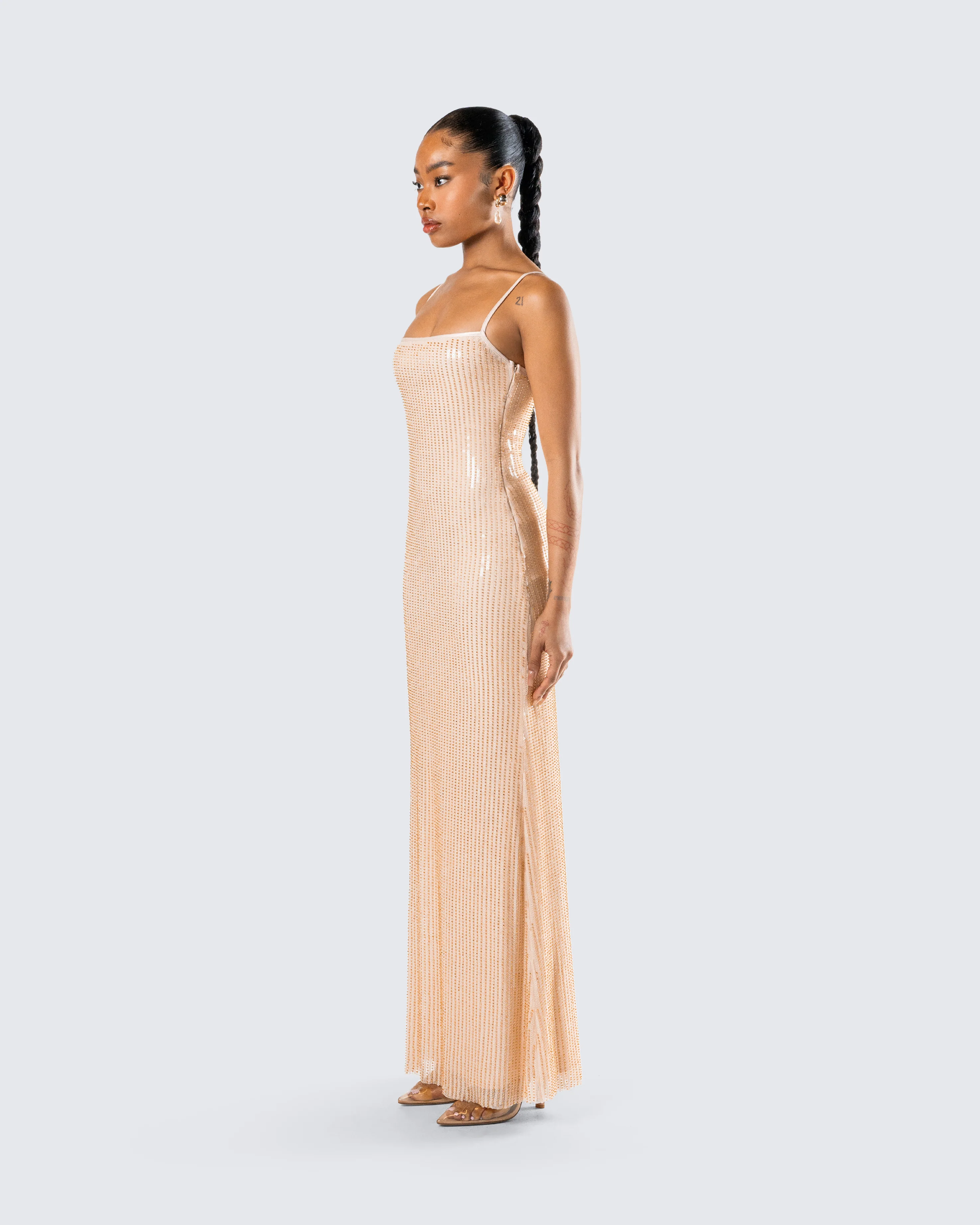 Michal Gold Sequin Maxi Dress - Image 5