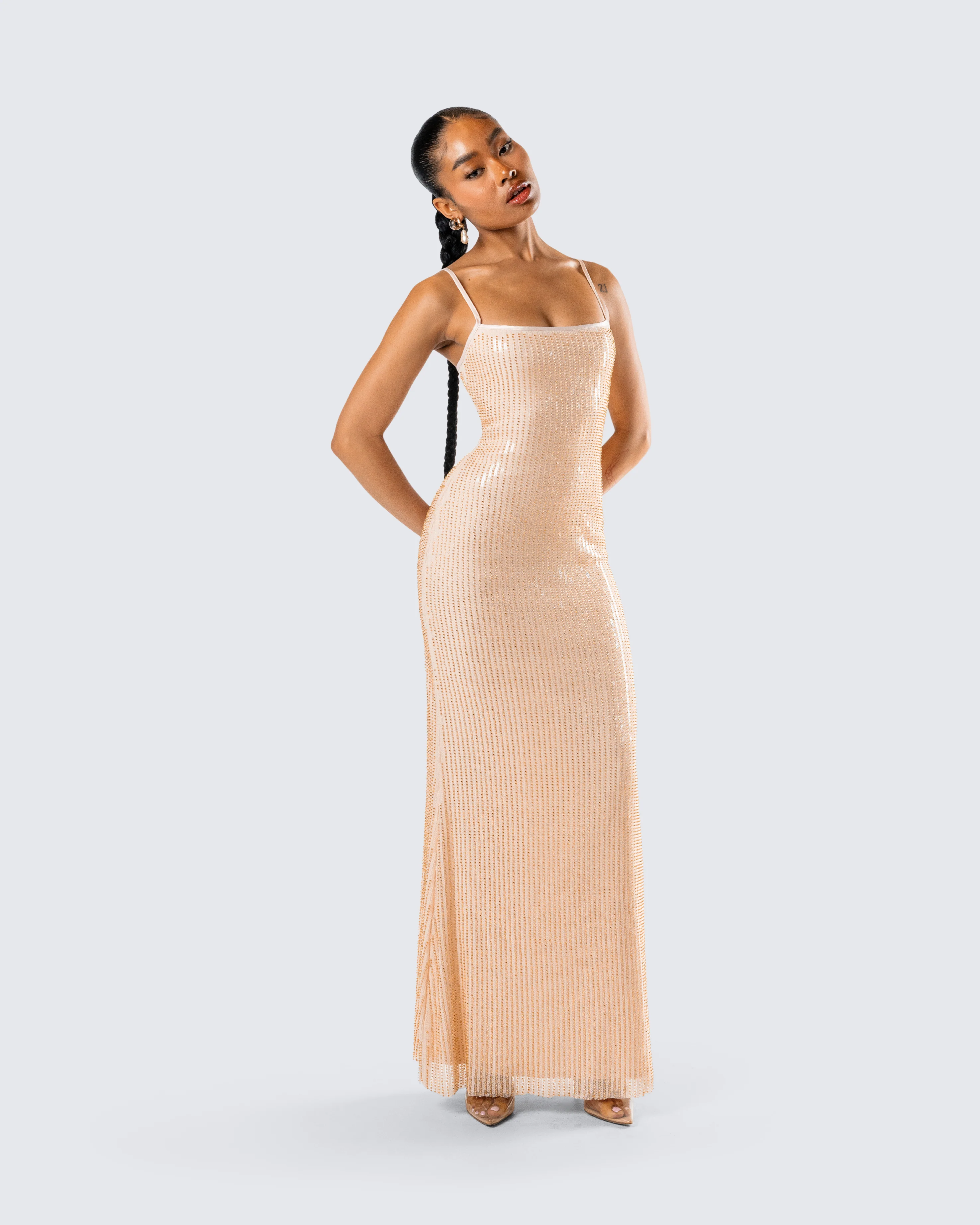 Michal Gold Sequin Maxi Dress - Image 8