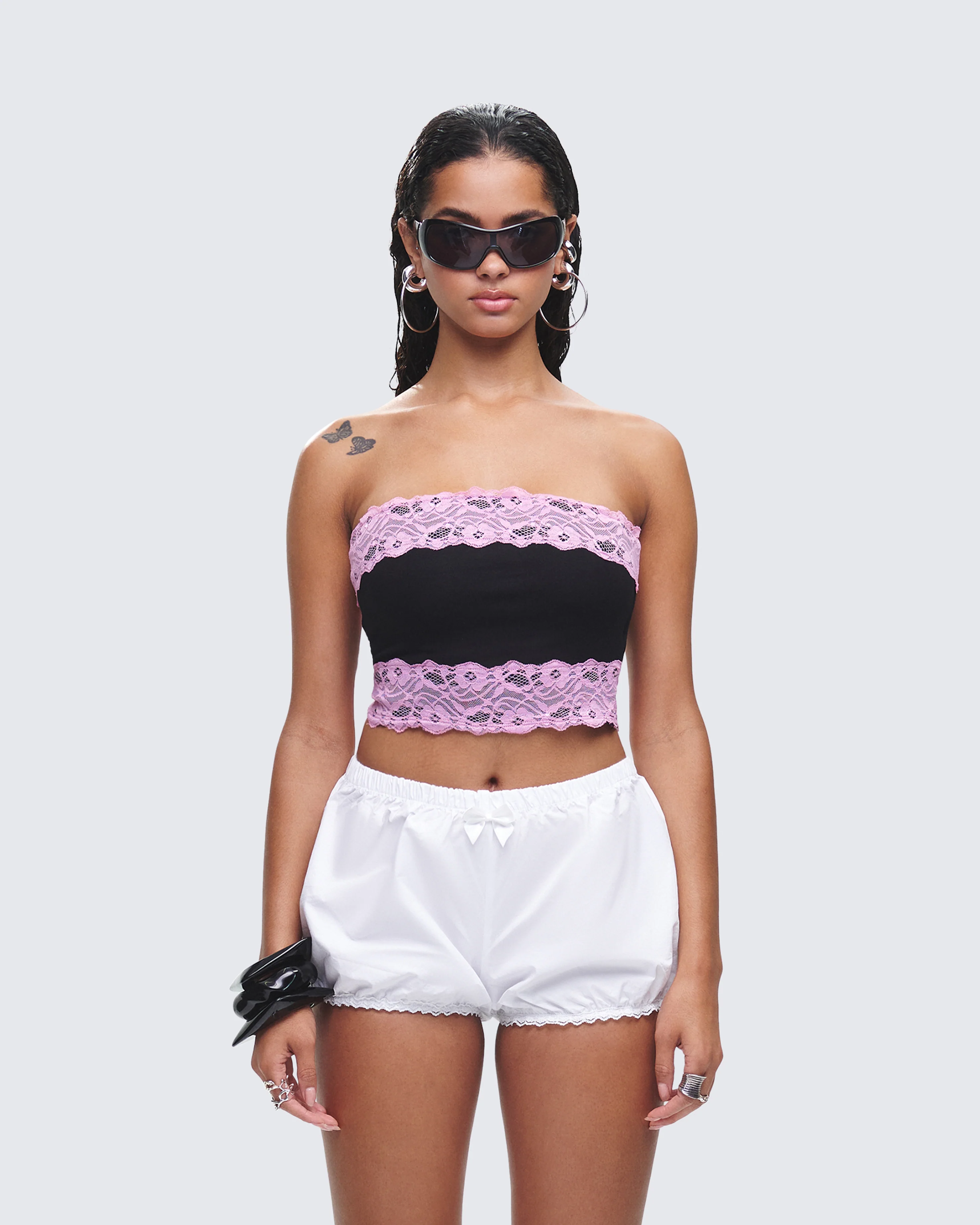 Michele Black Lace Trim Top - Image 4