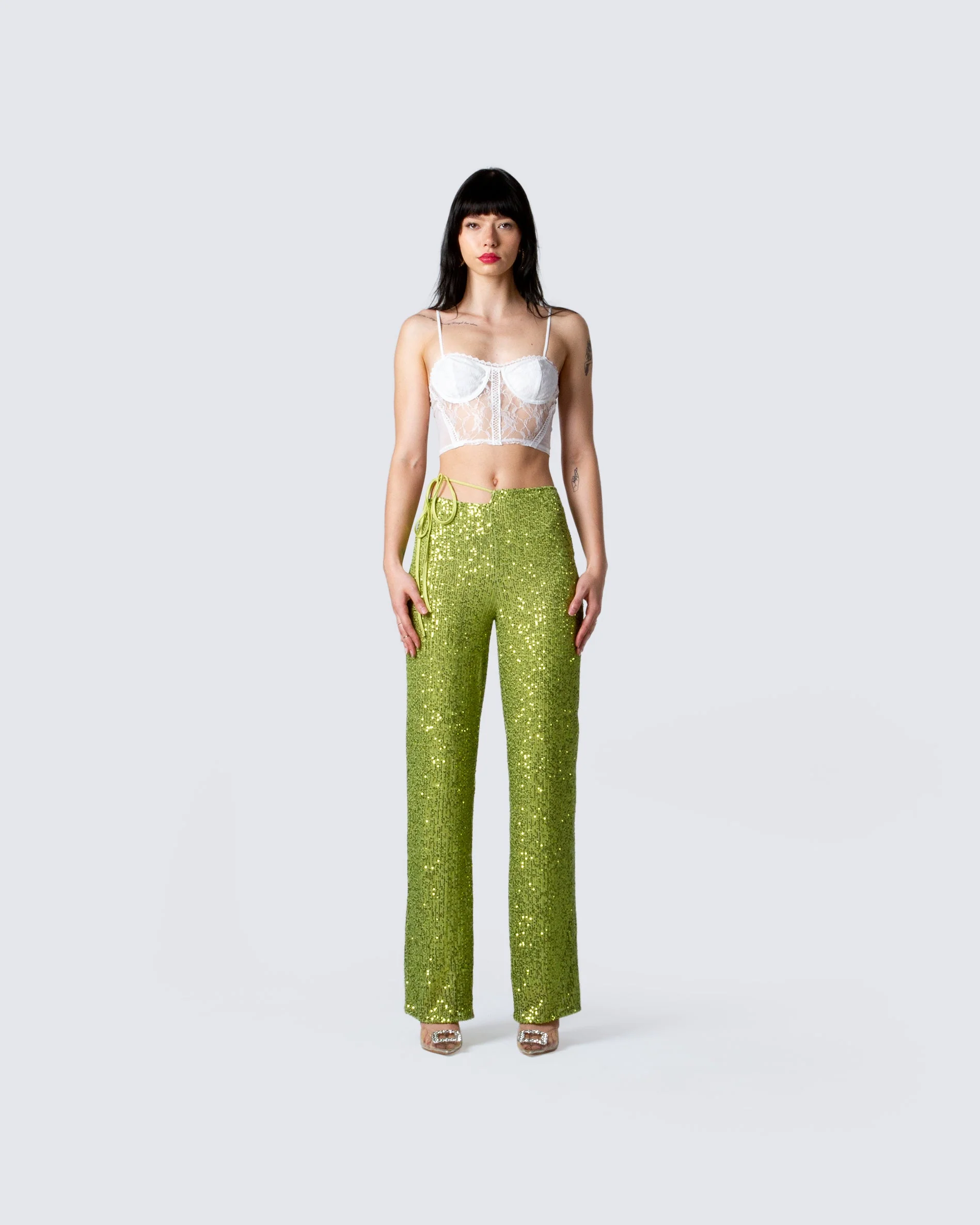 Mila Lime Sequin Pant - Image 4