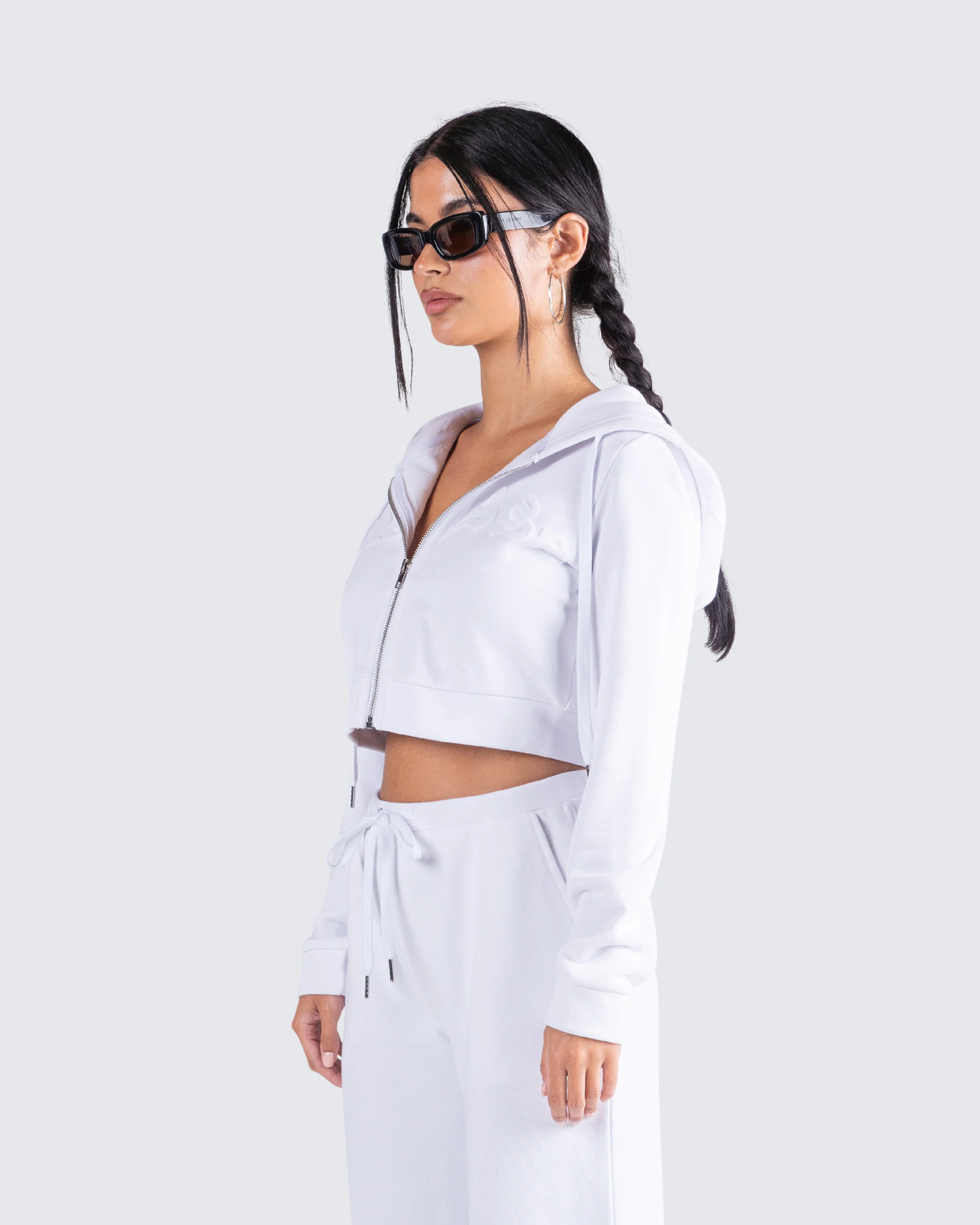 Miles White Zip Up Hoodie - Image 5