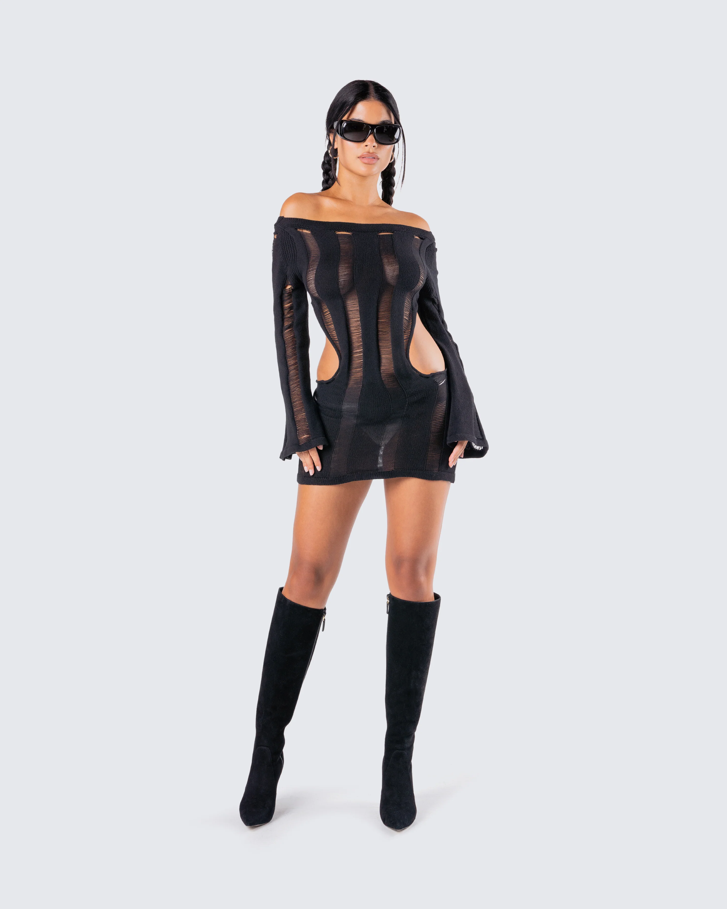 Mindy Black Mini Dress - Image 8