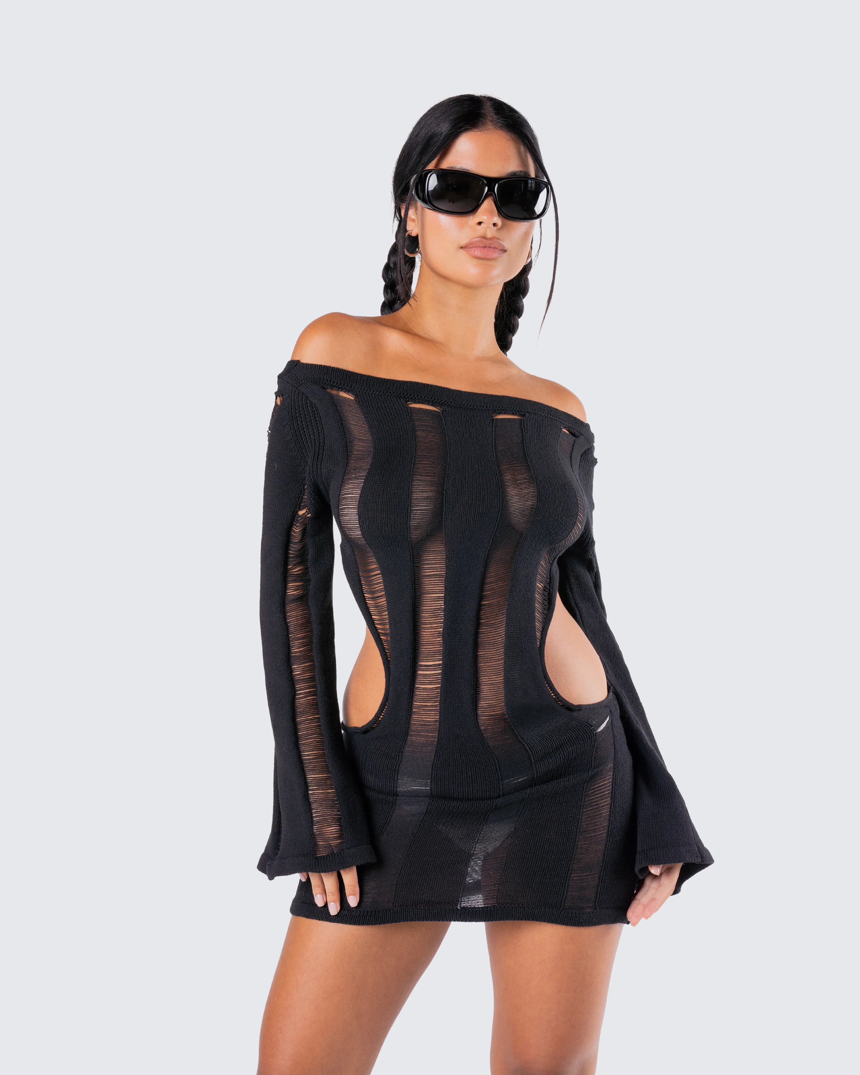 Mindy Black Mini Dress - Image 9