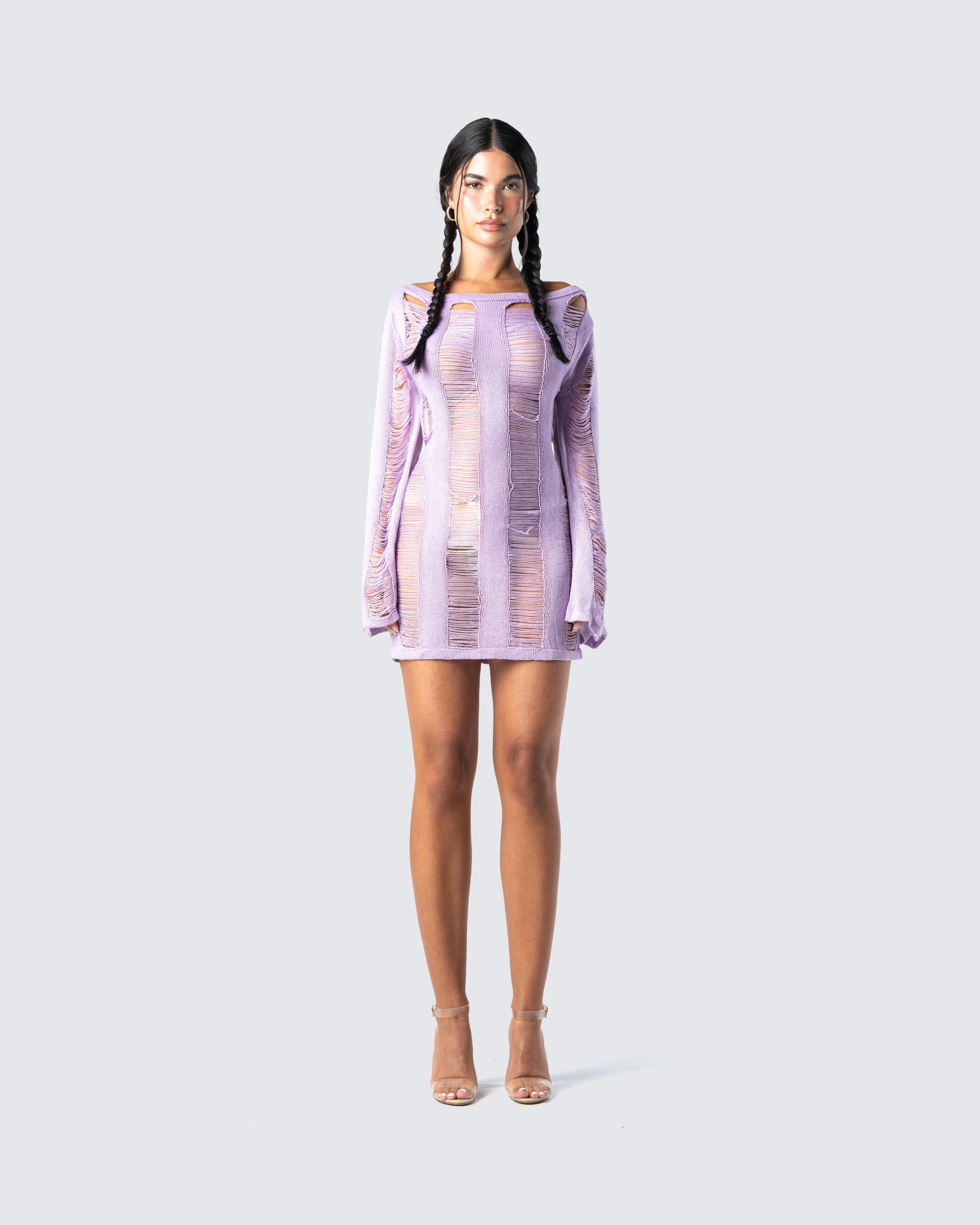 Mindy Lavender Mini Dress - Image 4