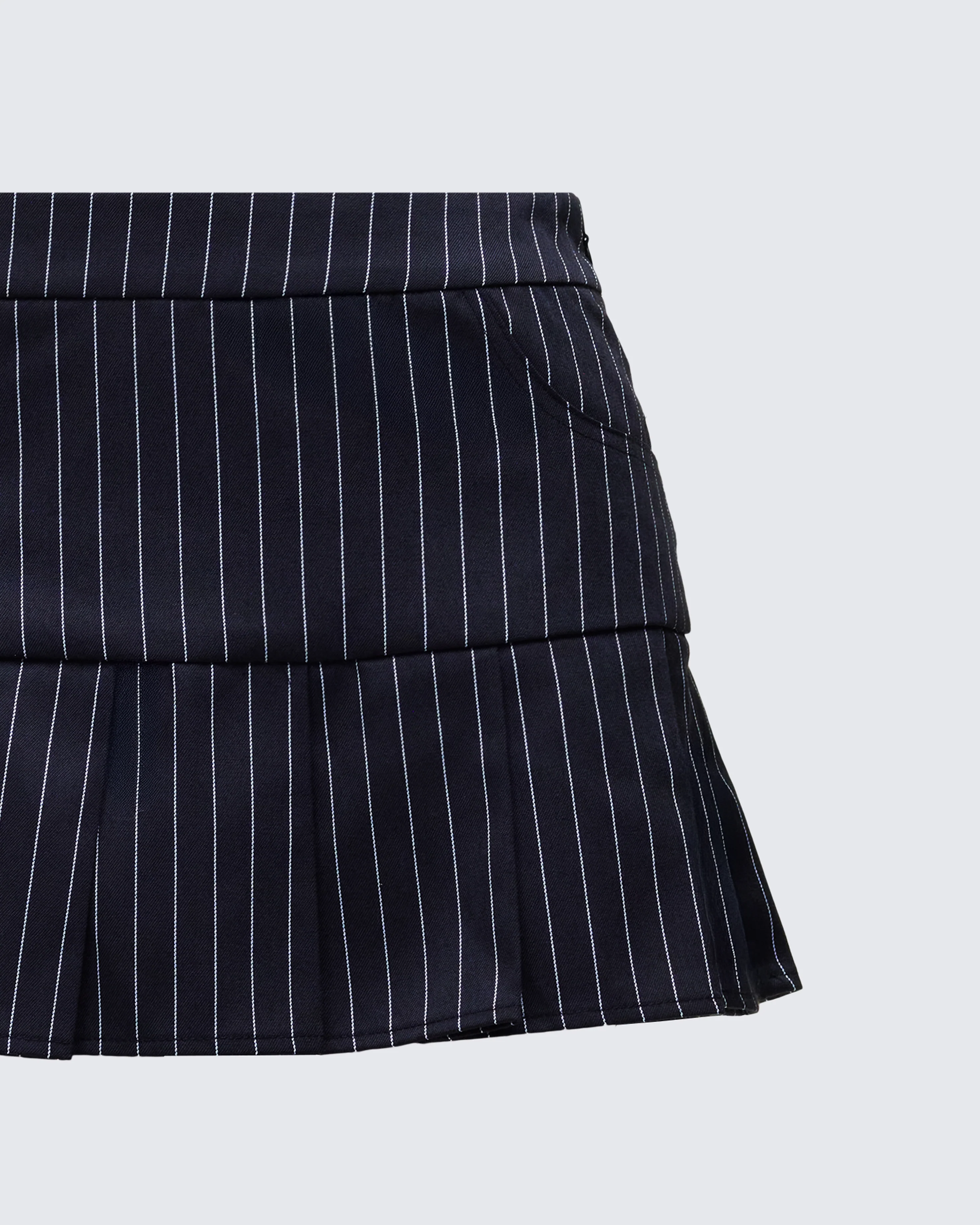 Minji Black Pinstripe Pleated Micro Mini Skirt - Image 7