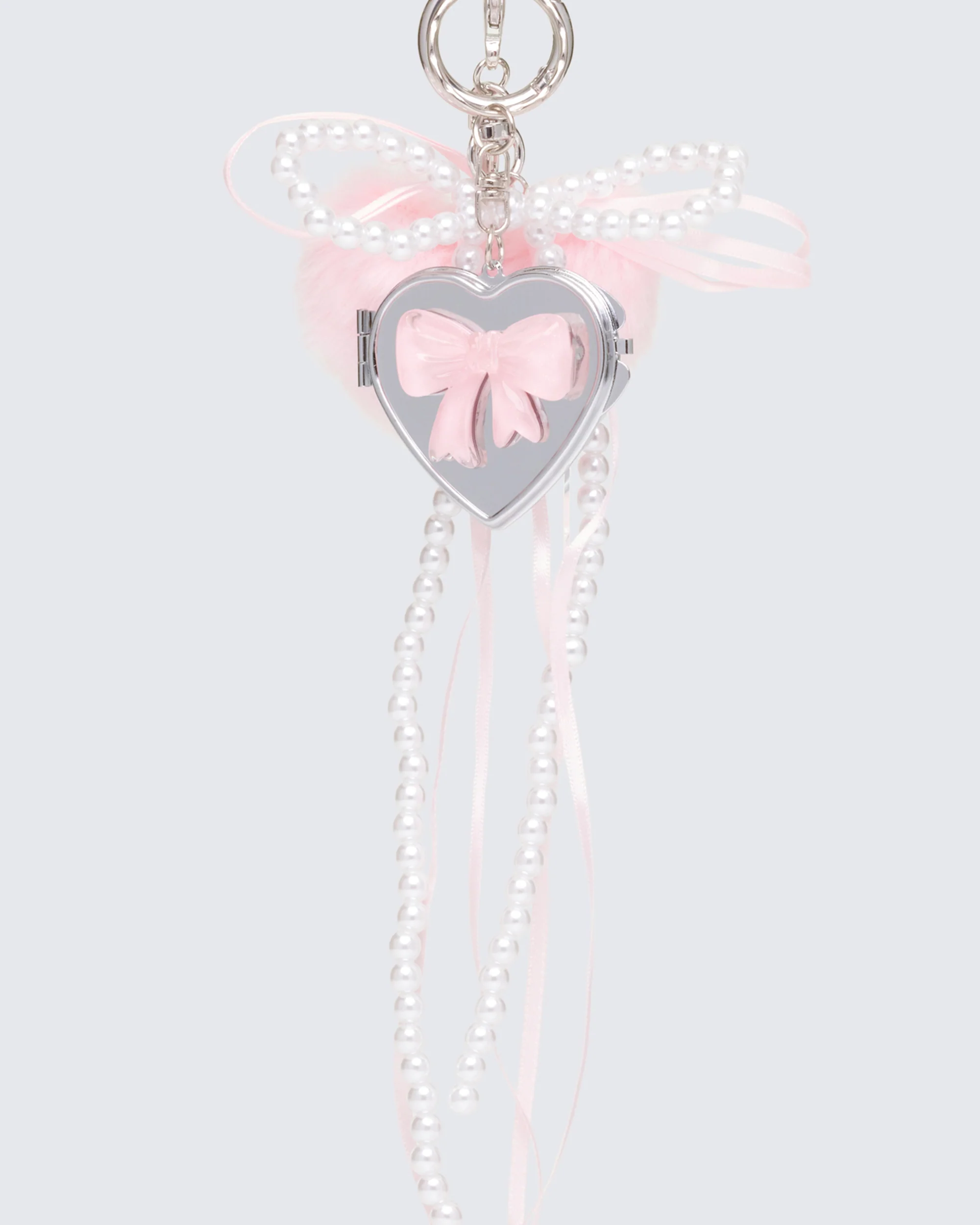 Mira Silver Fluffy Heart Bag Charm - Image 3