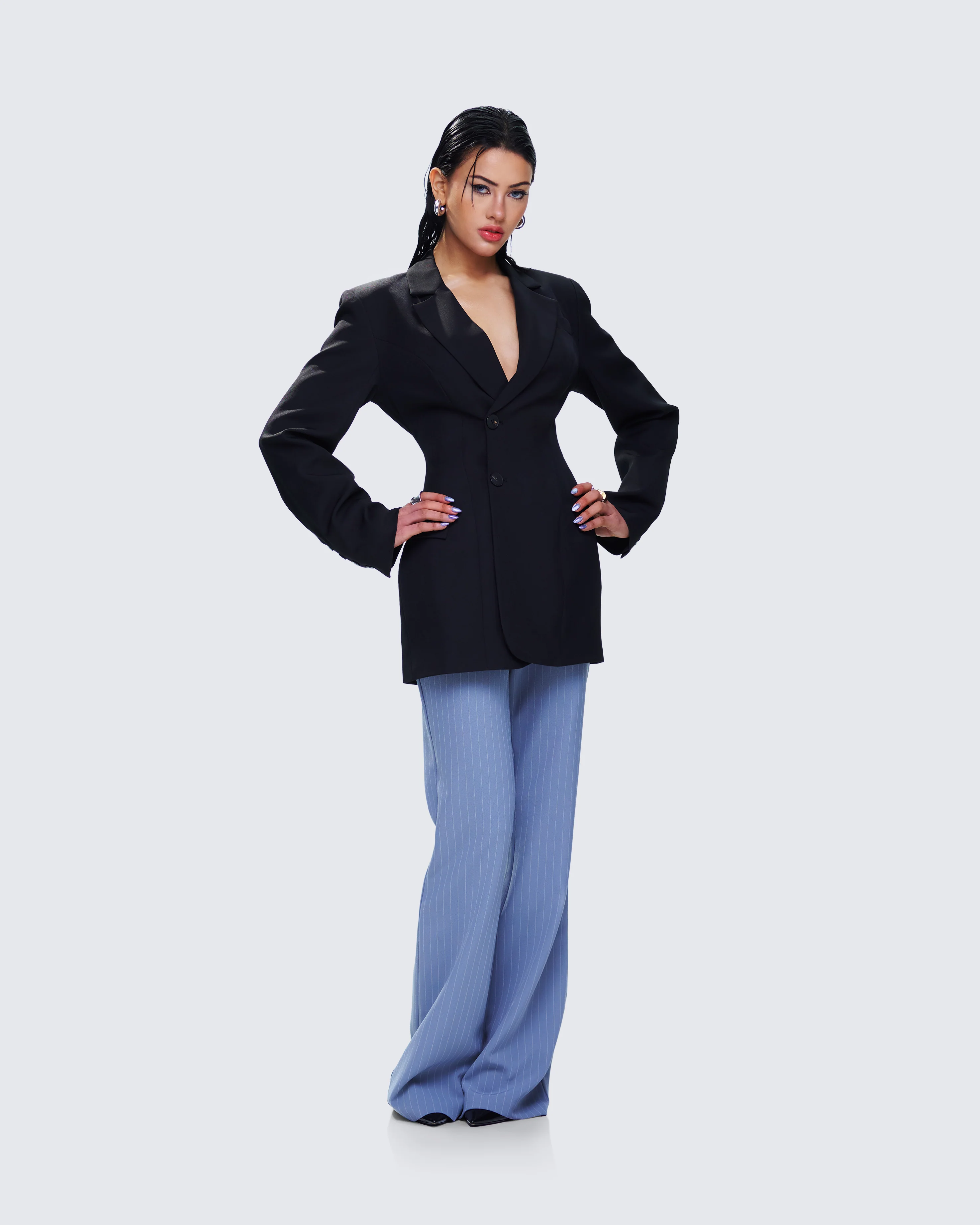 Miren Grey Pinstripe Trouser Pant - Image 8
