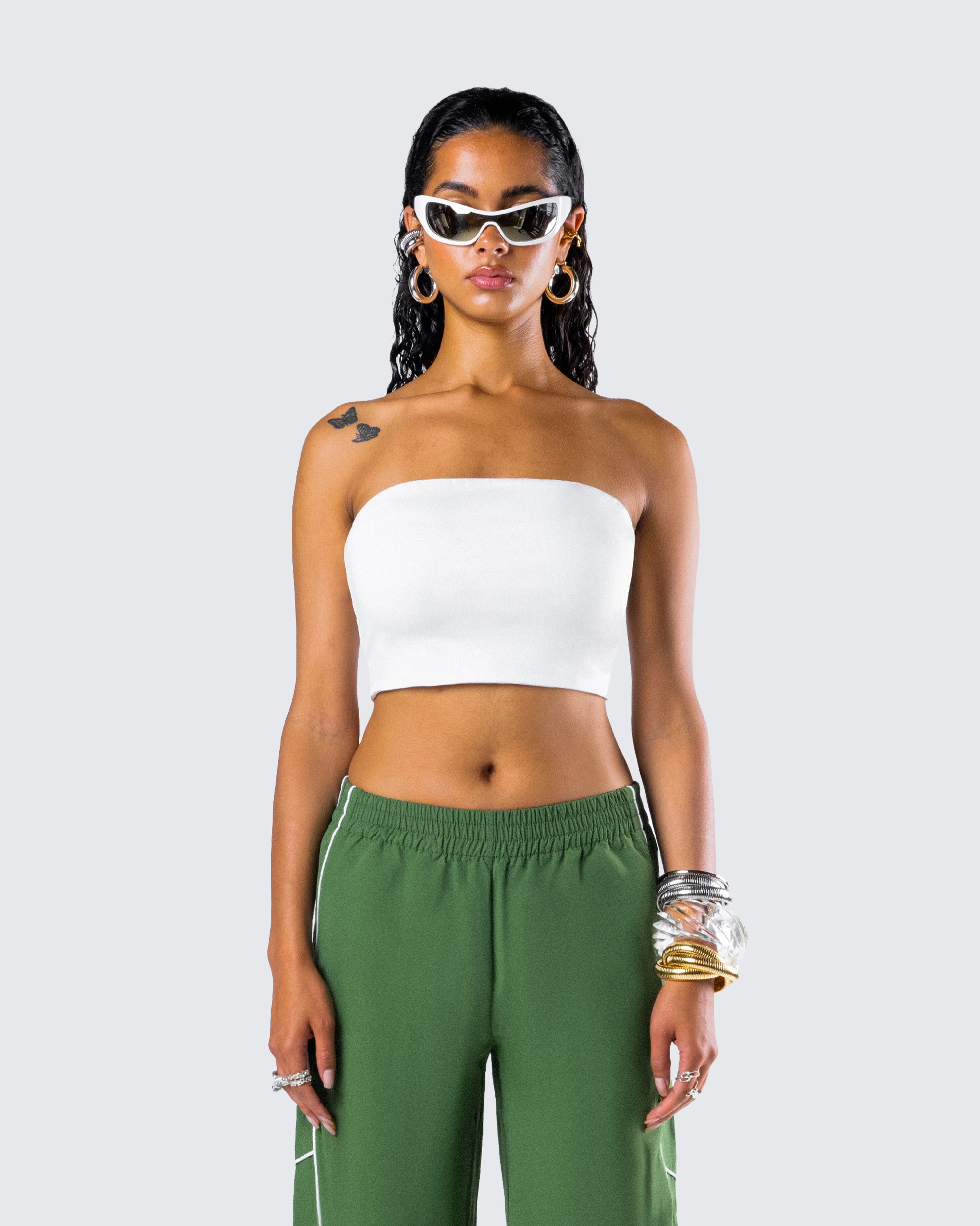 Mirla White Jersey Bandeau Top - Image 4