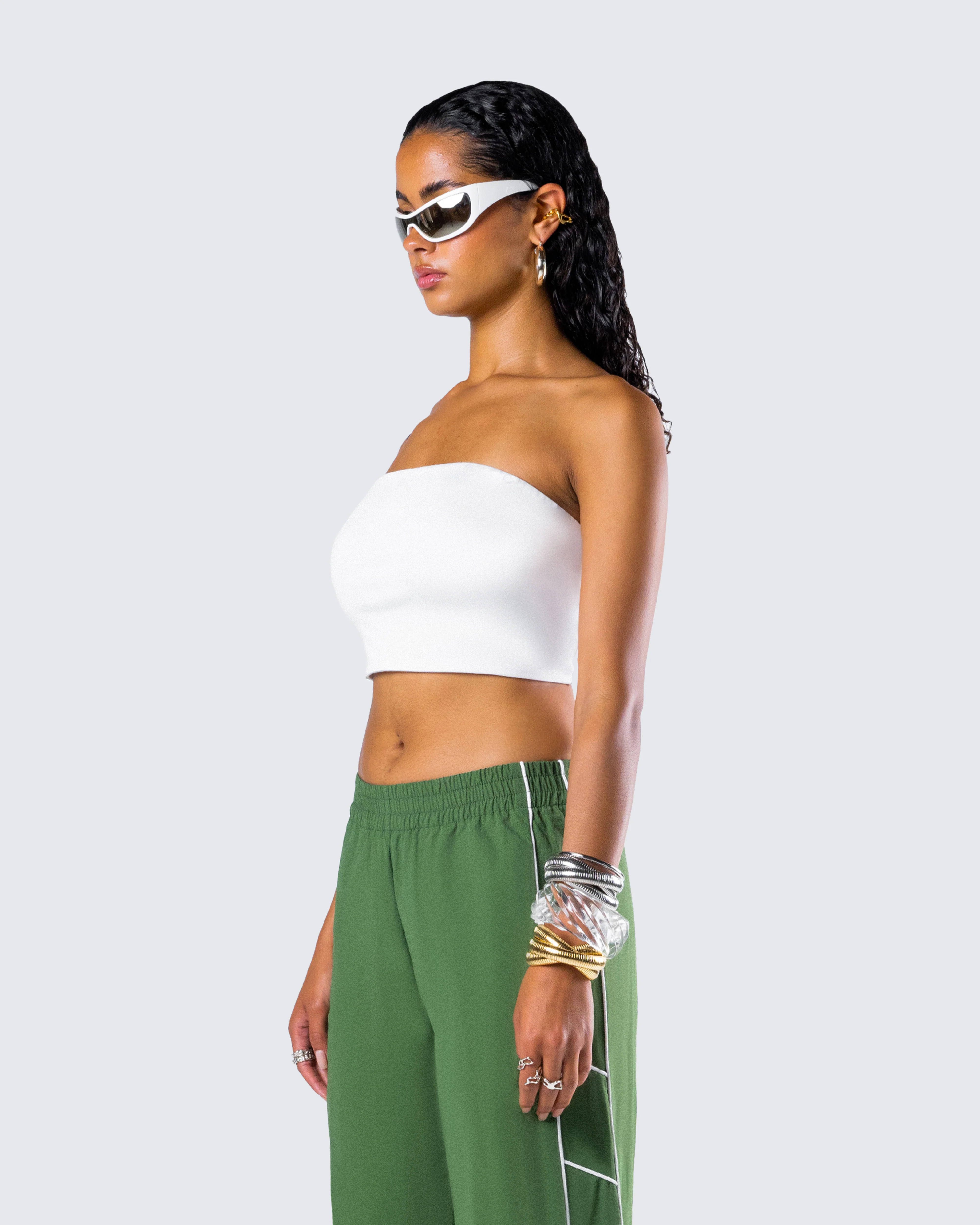 Mirla White Jersey Bandeau Top - Image 5