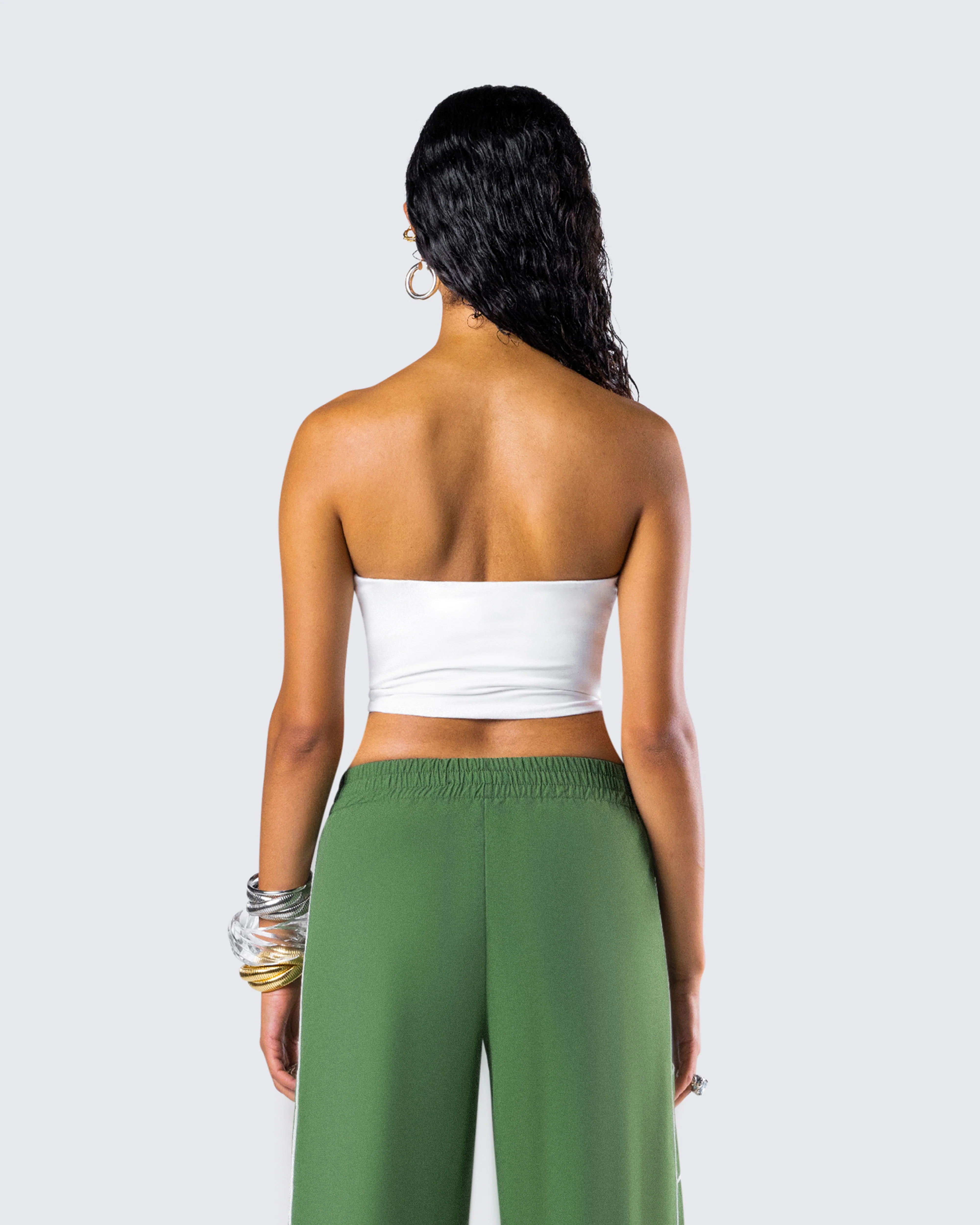 Mirla White Jersey Bandeau Top - Image 7