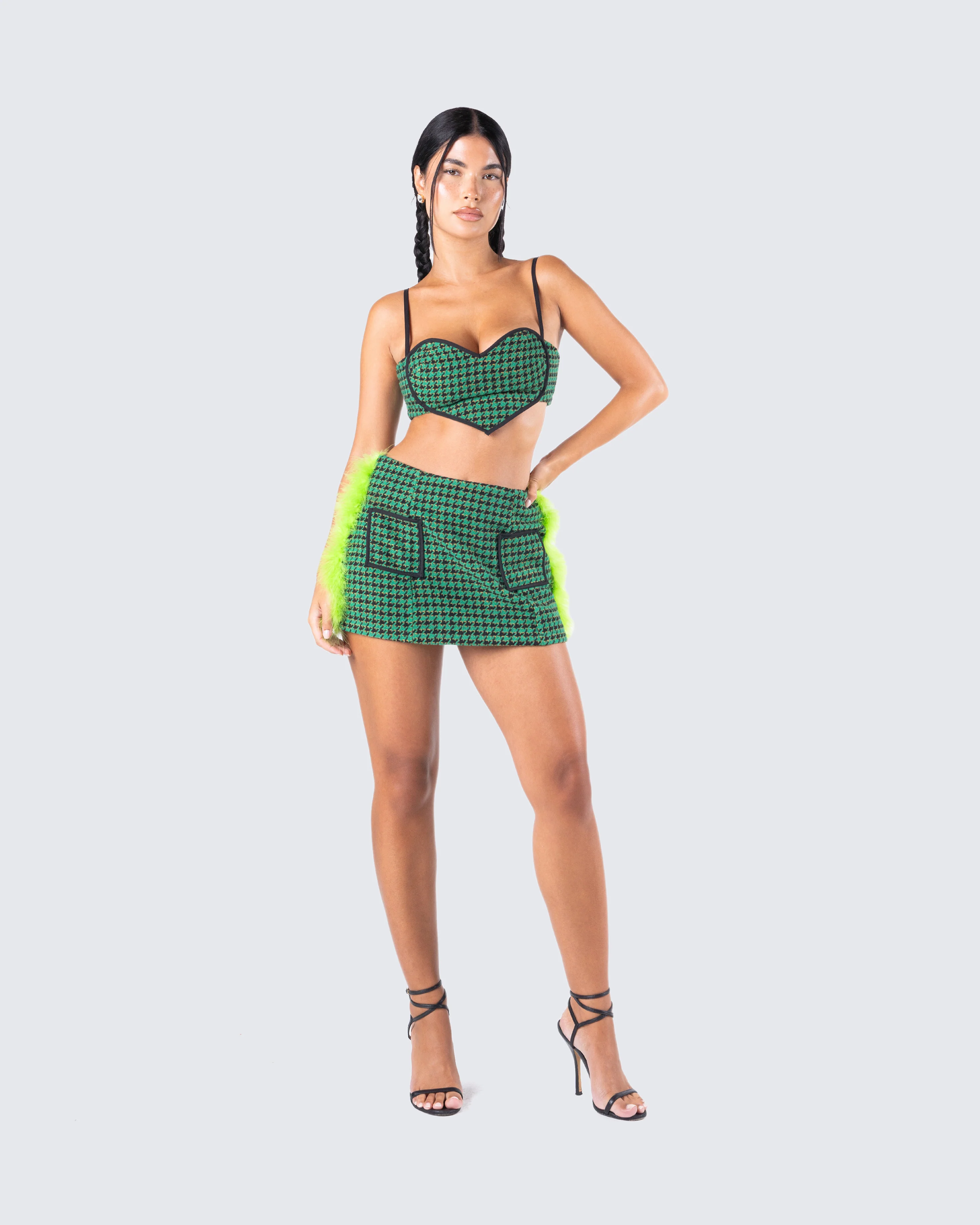 Misty Green Houndstooth Skirt - Image 8