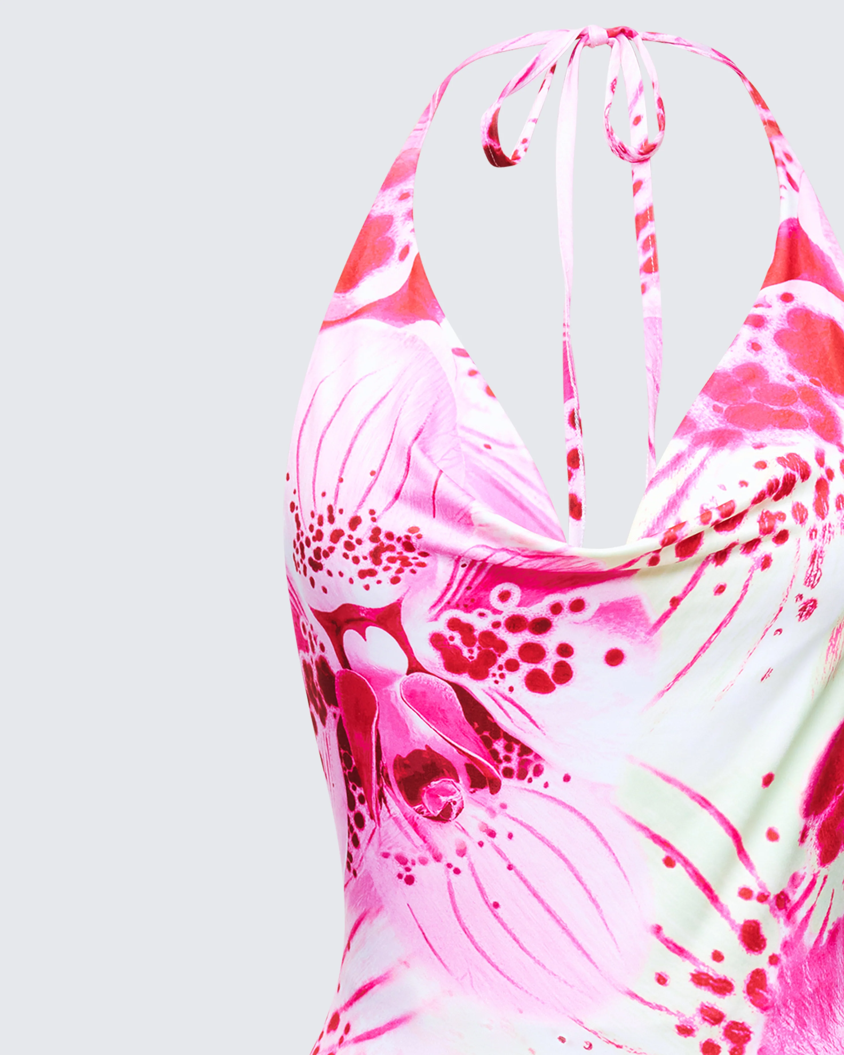 Mixie Pink Printed Cowl Neck Mini Dress - Image 6