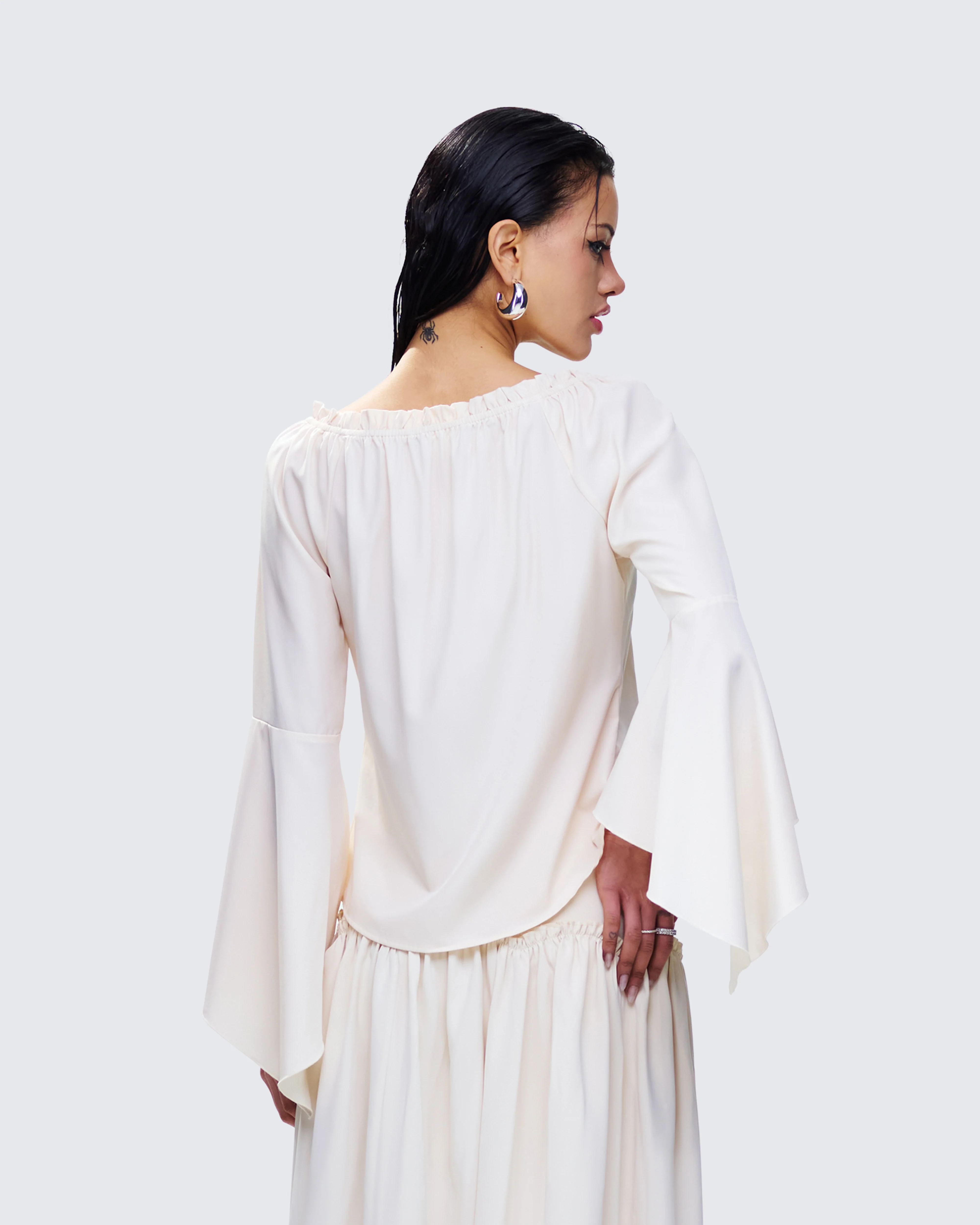 Moira Ivory Trumpet Sleeve Top - Image 4