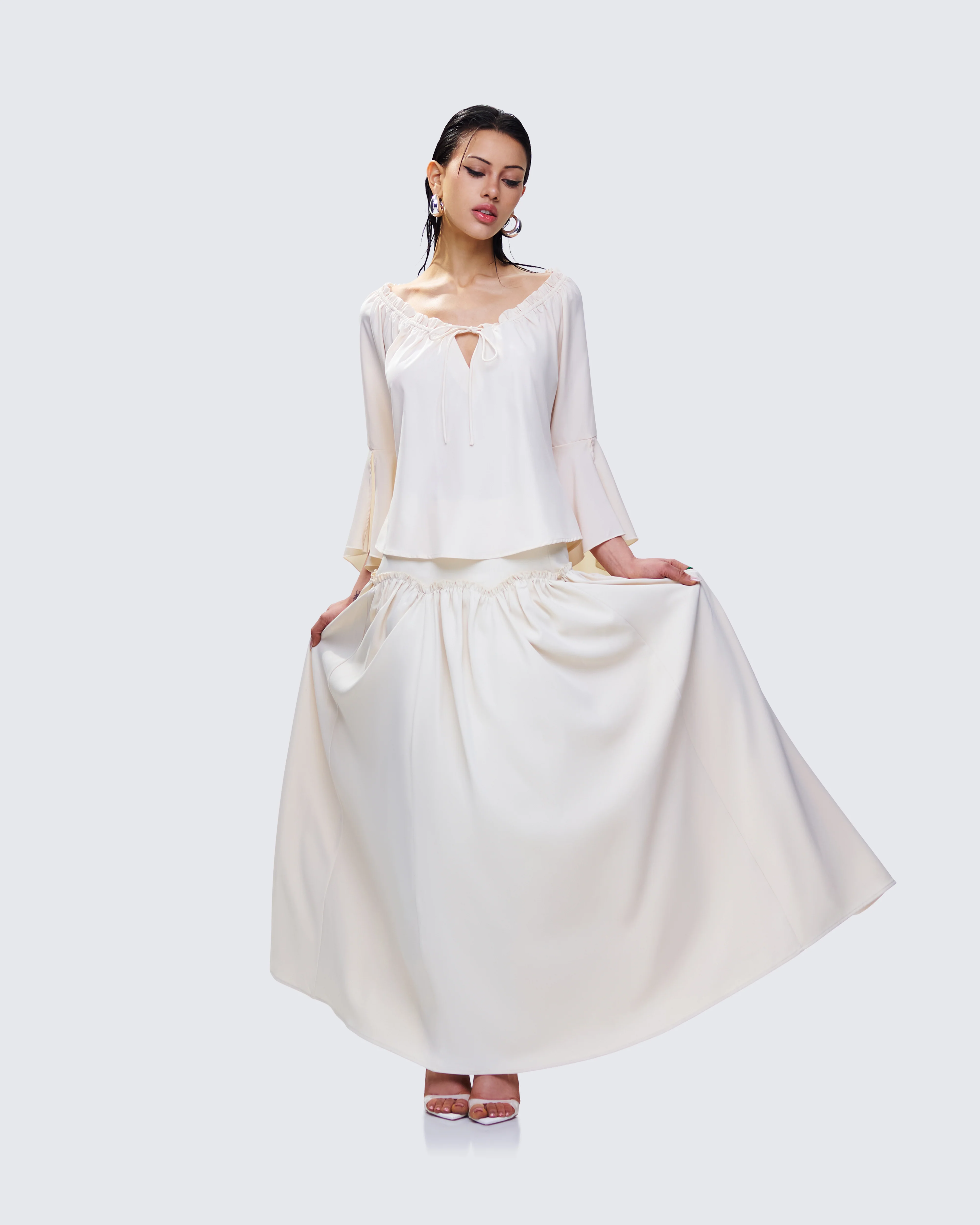 Moira Ivory Trumpet Sleeve Top - Image 5
