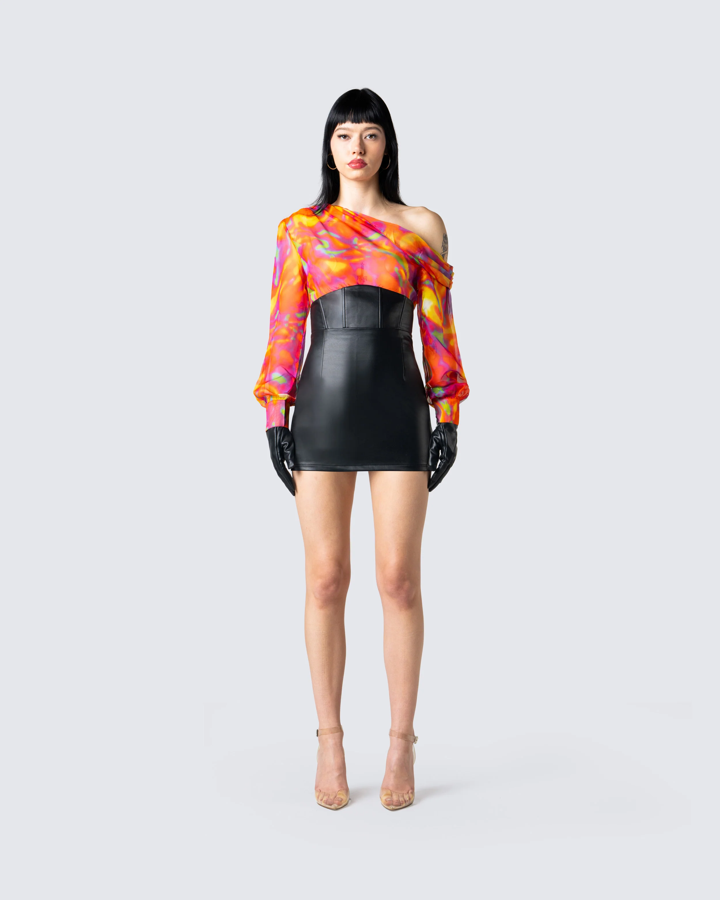 Monica Abstract Print Draped Top - Image 4
