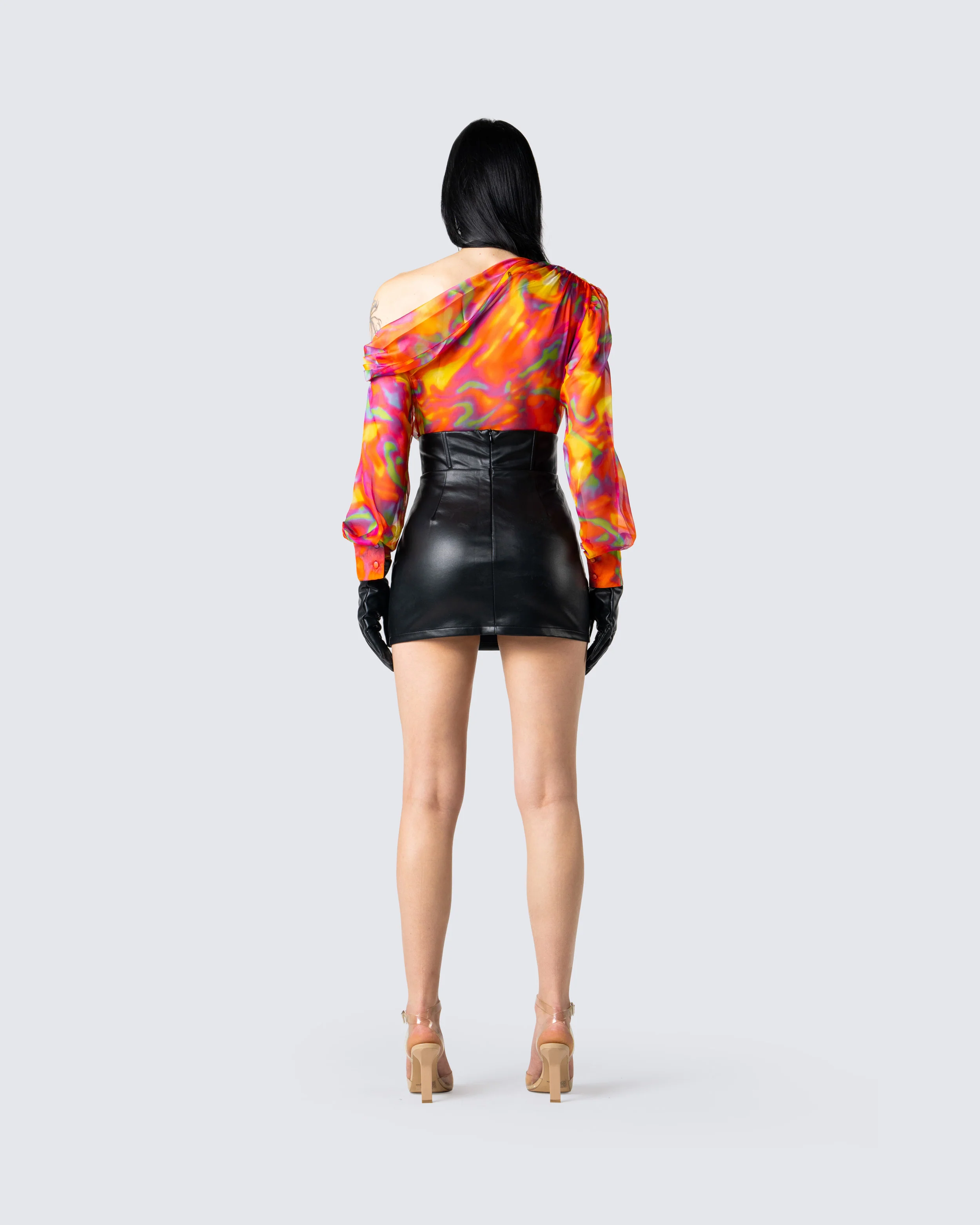 Monica Abstract Print Draped Top - Image 6