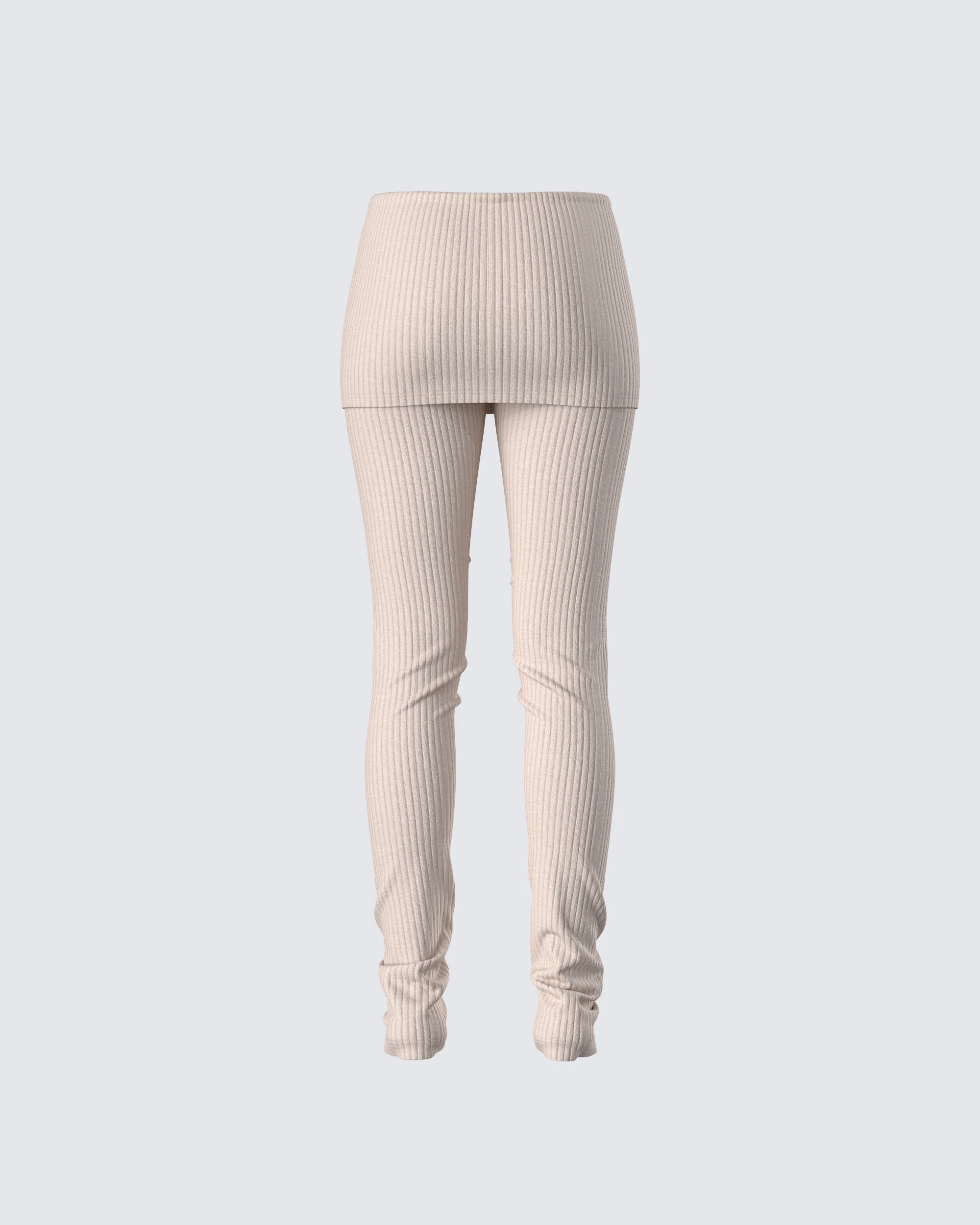 Myka Beige Rib Foldover Legging - Image 3