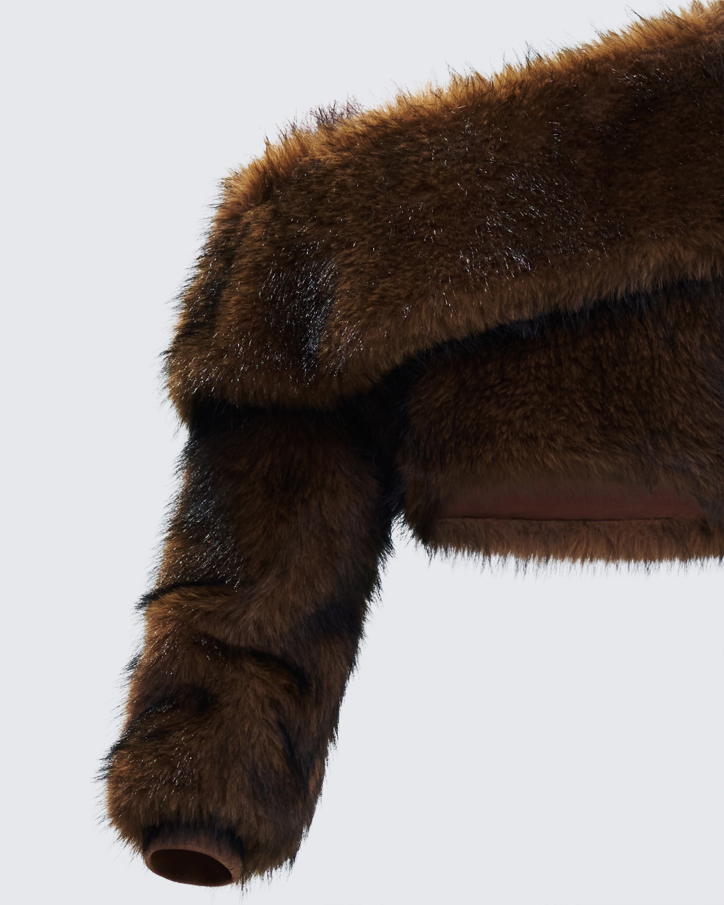 Nadi Brown Faux Fur Off Shoulder Top - Image 7