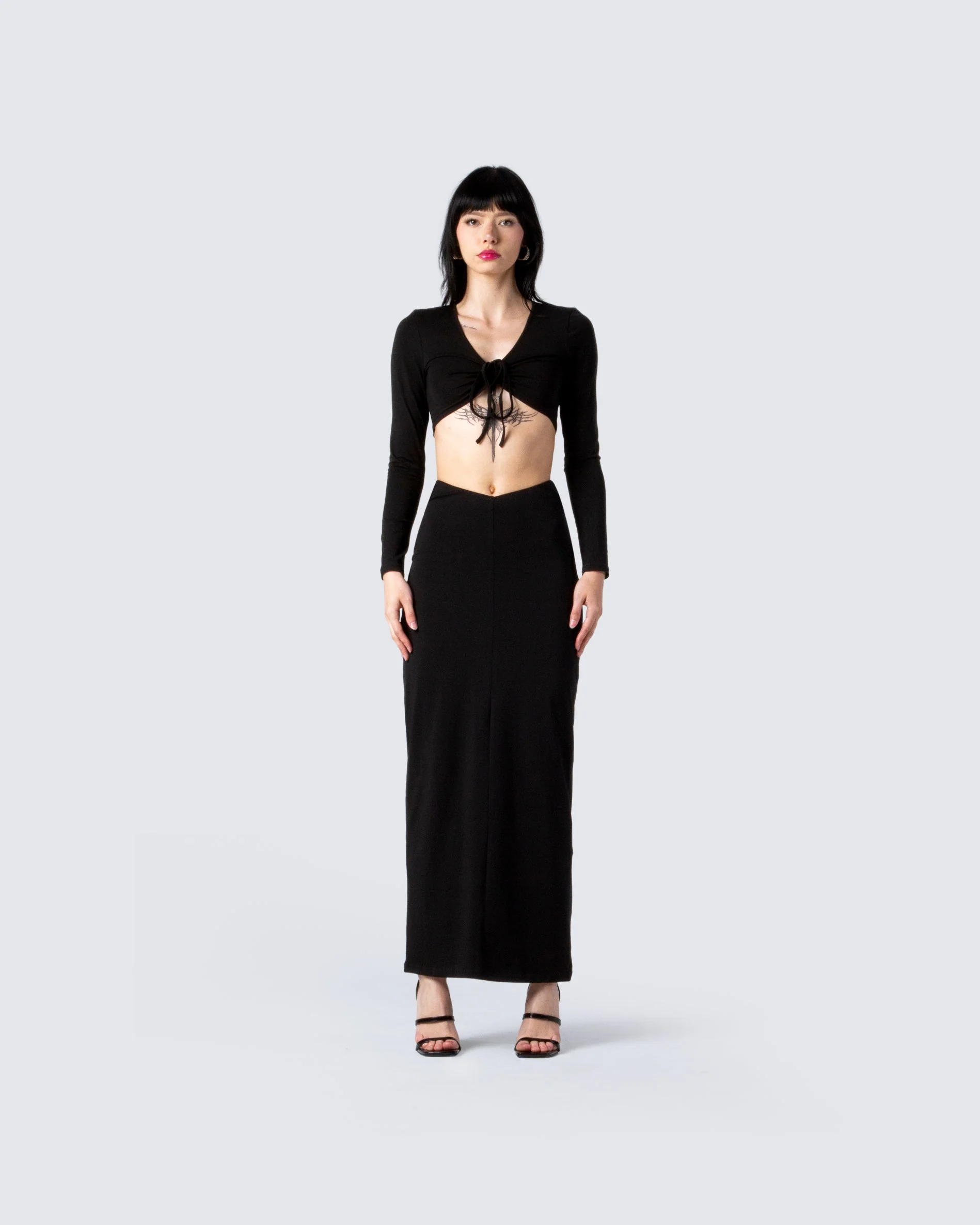 Nadia Black Top & Skirt Set - Image 4