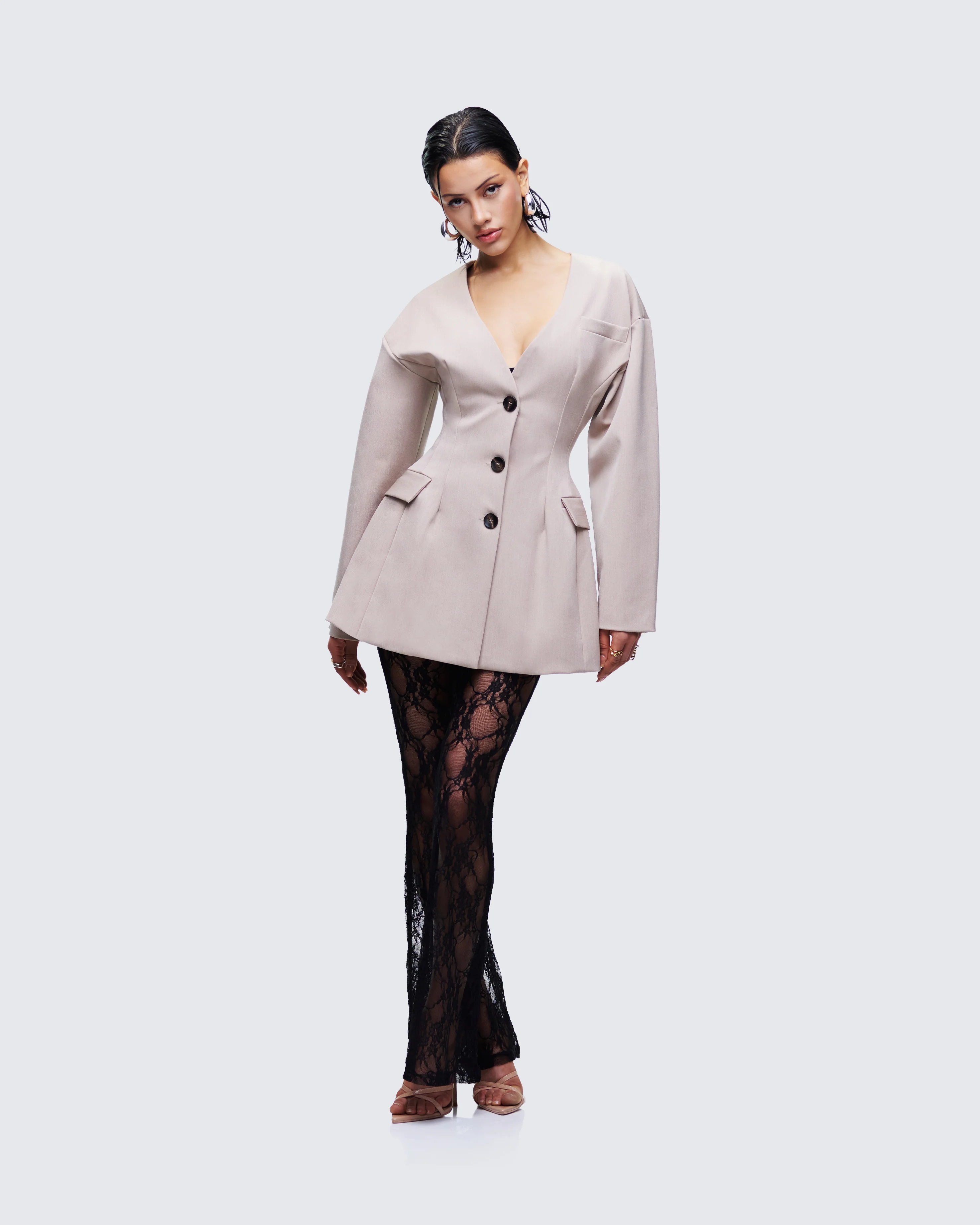 Nahia Brown Cinched Waist Blazer - Image 5
