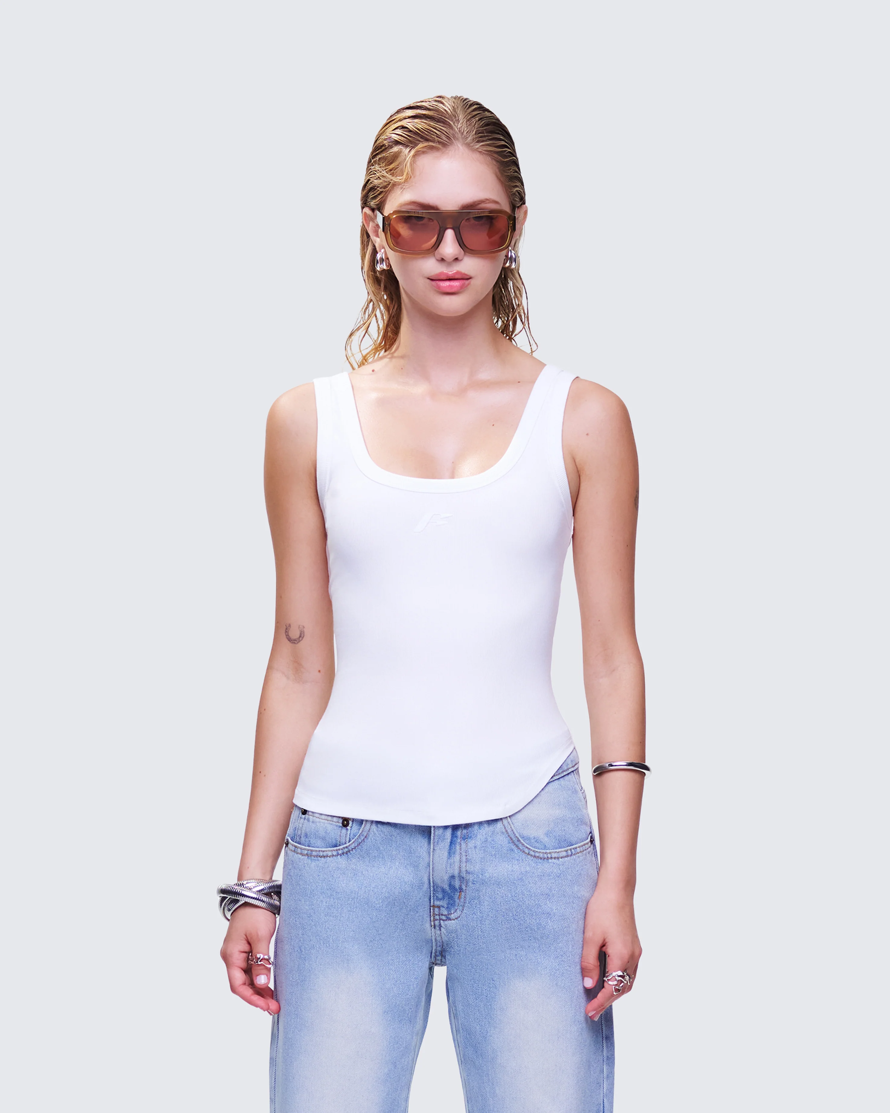 Naia White Tilted Hem Tank Top - Image 2