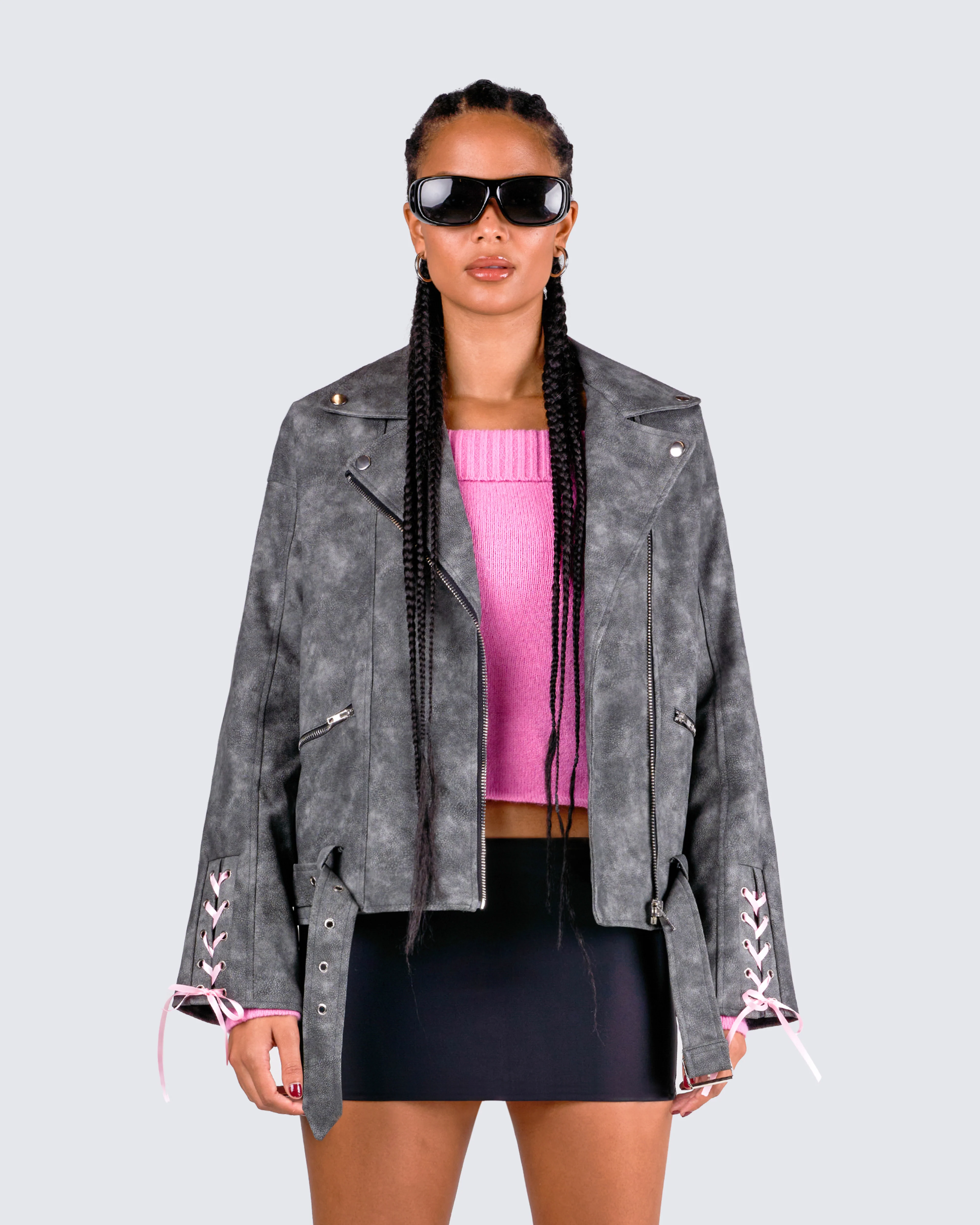 Nancy Black Vegan Leather Jacket - Image 4