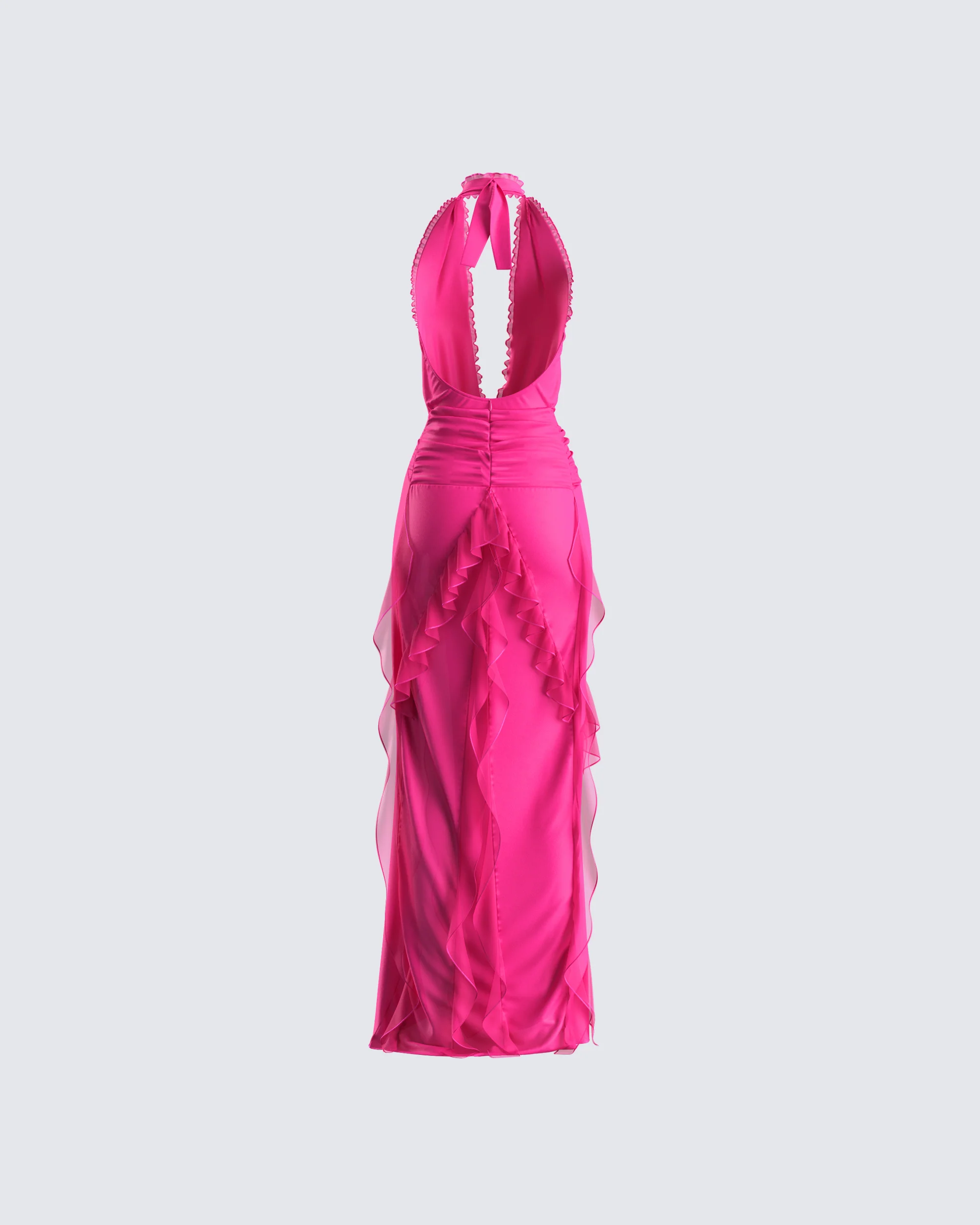 Nandi Hot Pink Ruffle Maxi Dress - Image 3