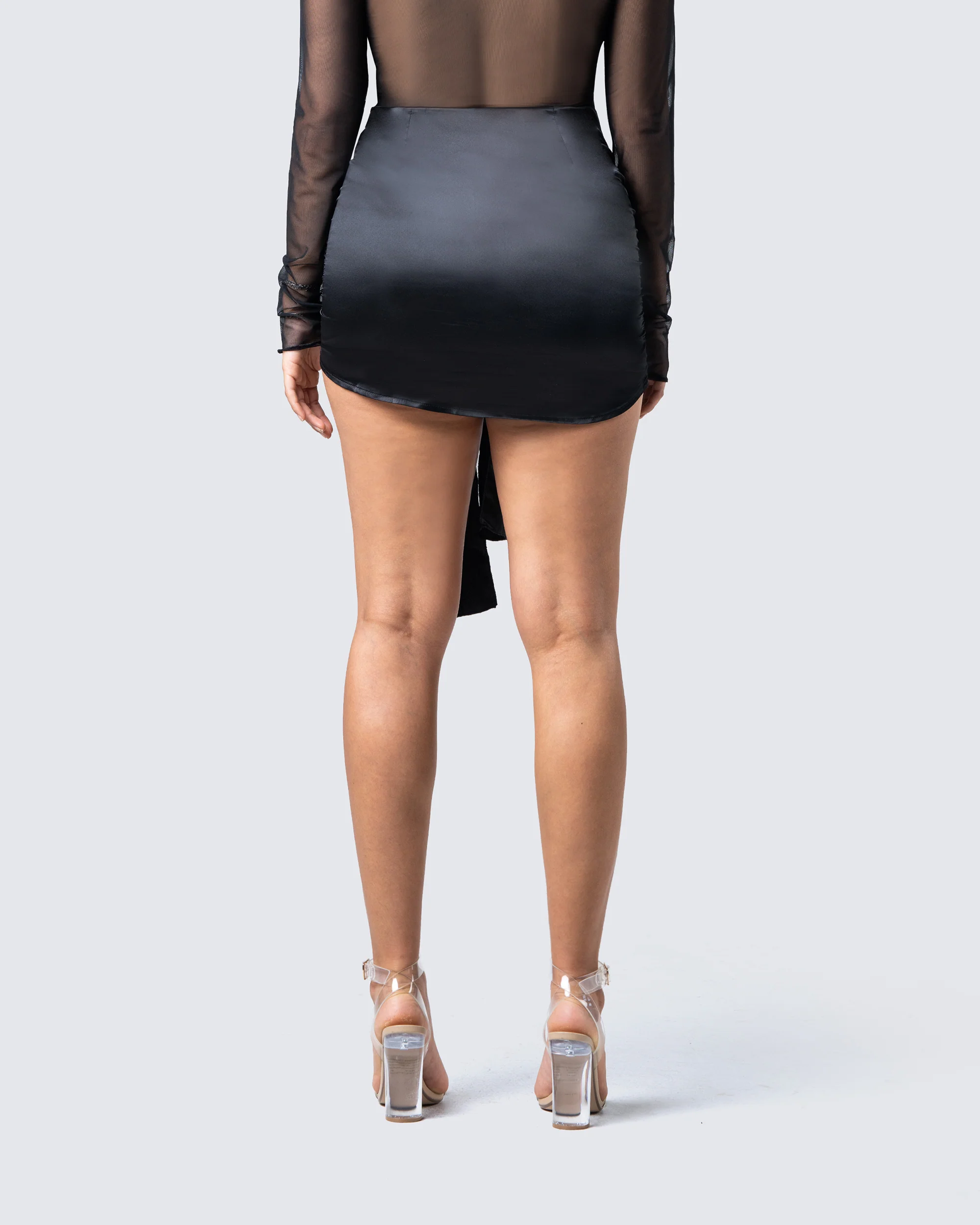 Narda Black Satin Mini Skirt - Image 6