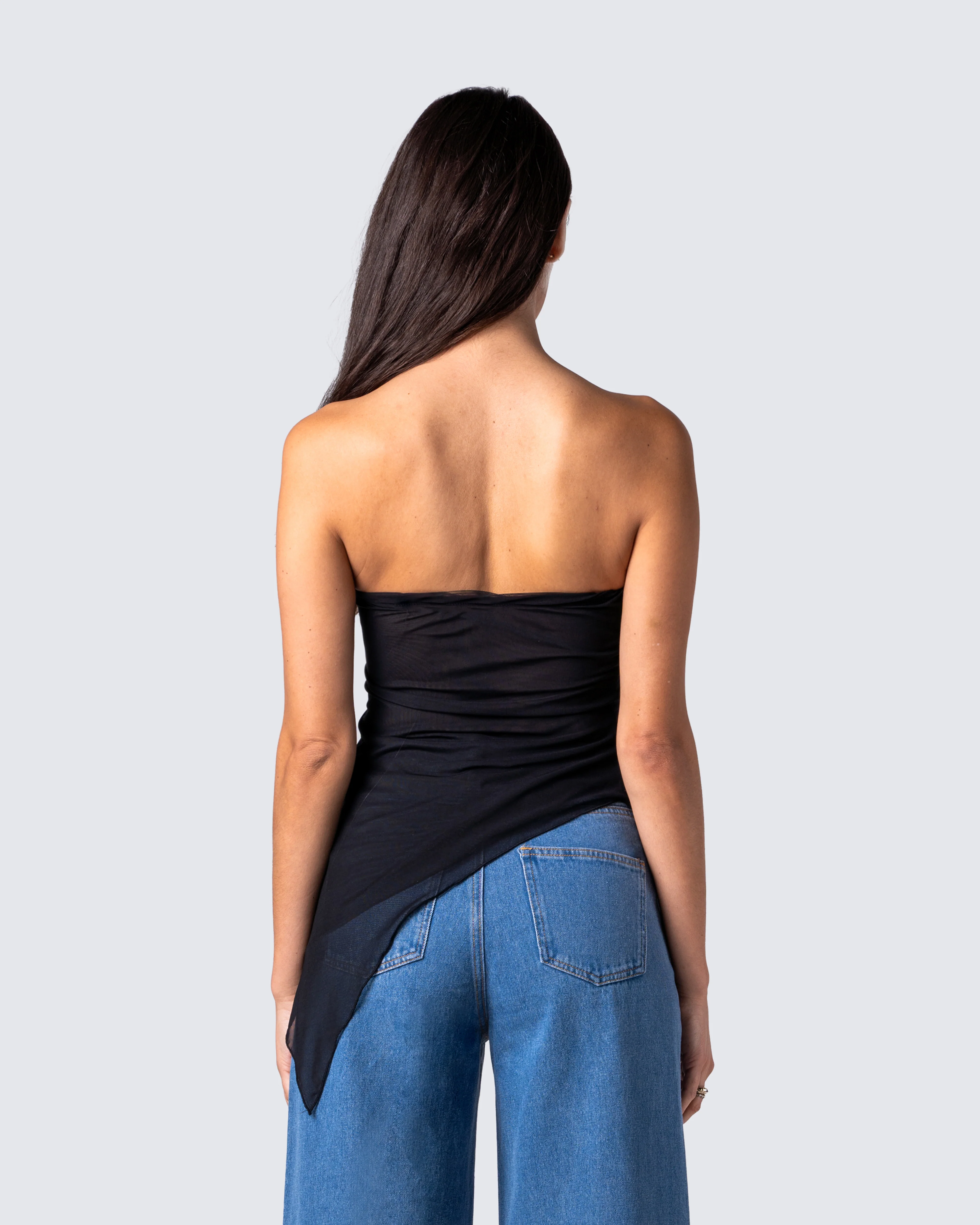 Narelle Black Mesh Ruffle Top - Image 6