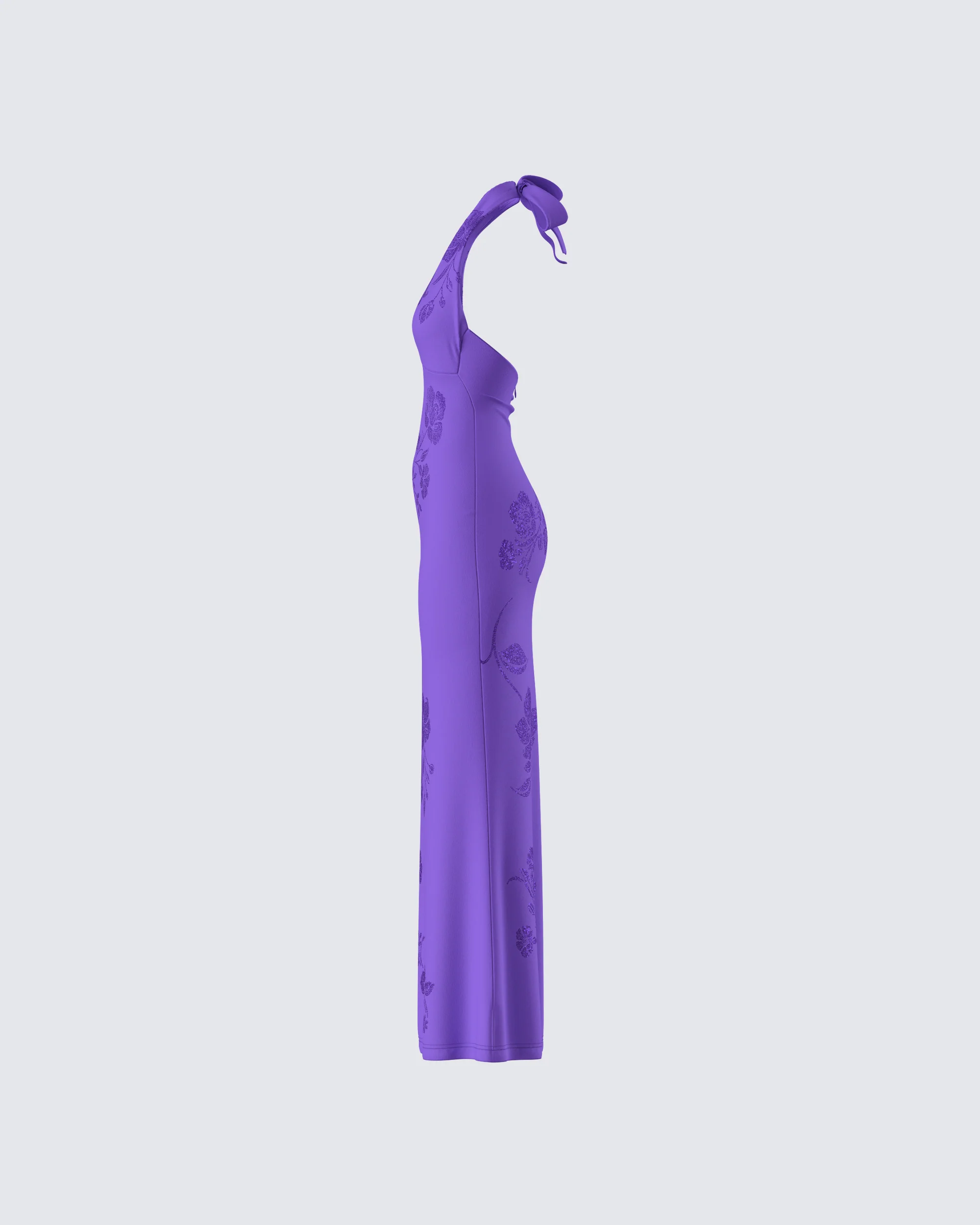 Nari Purple Rhinestone Plunge Maxi Dress - Image 2