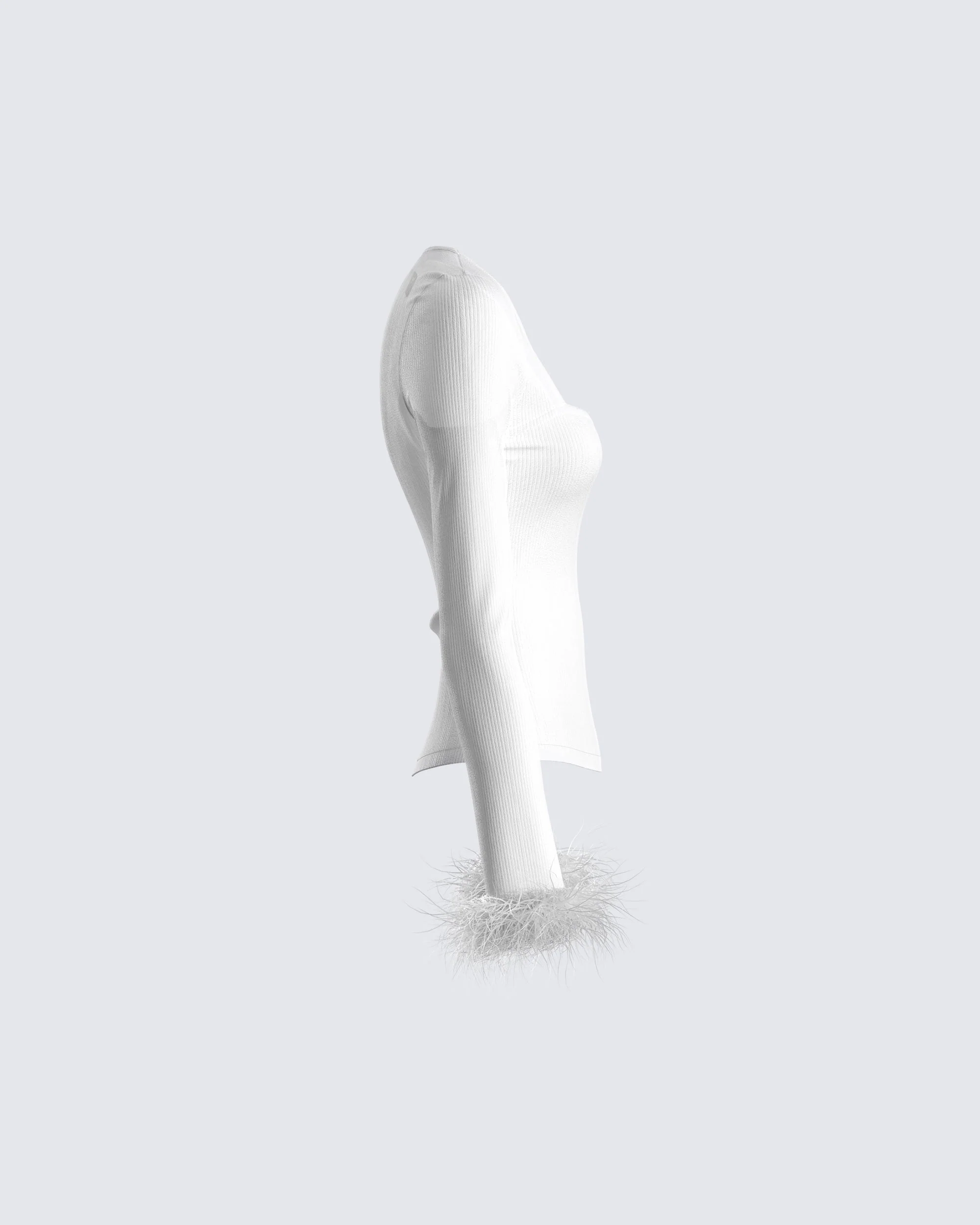 Natasha White Fur Trim Top - Image 2