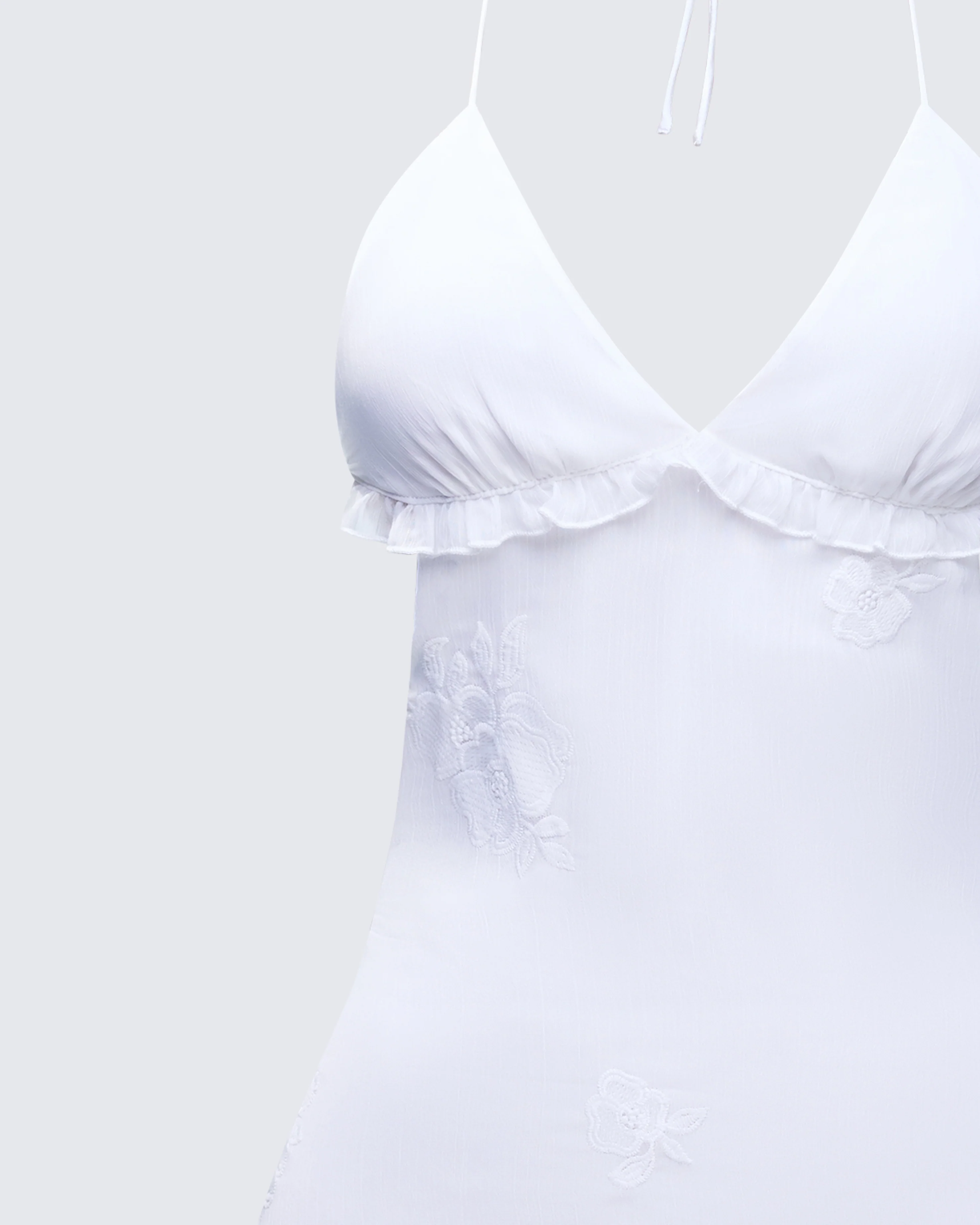 Navi Ivory Embroidered Open Back Mini Dress - Image 6