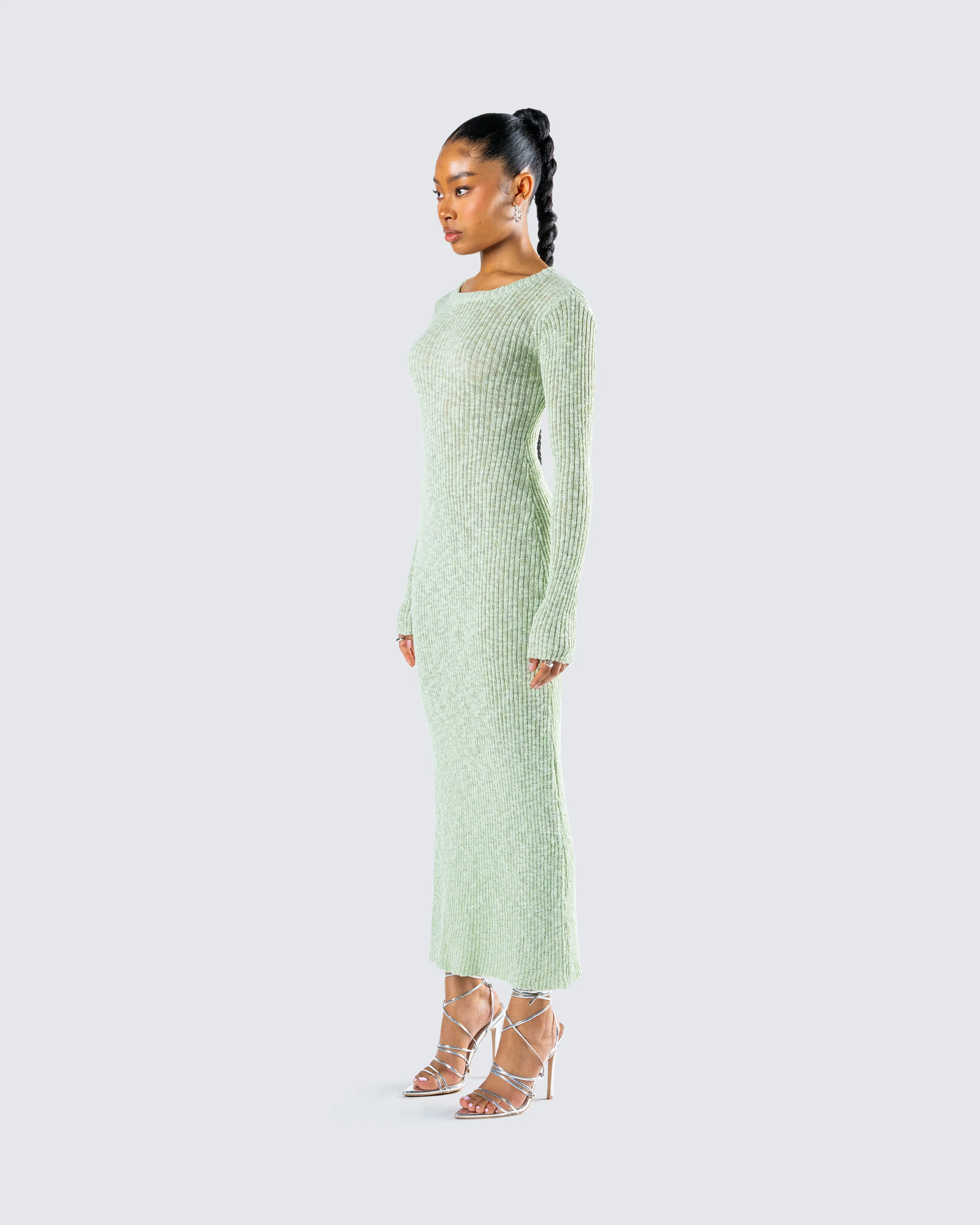 Nea Green Sweater Knit Midi Dress - Image 5