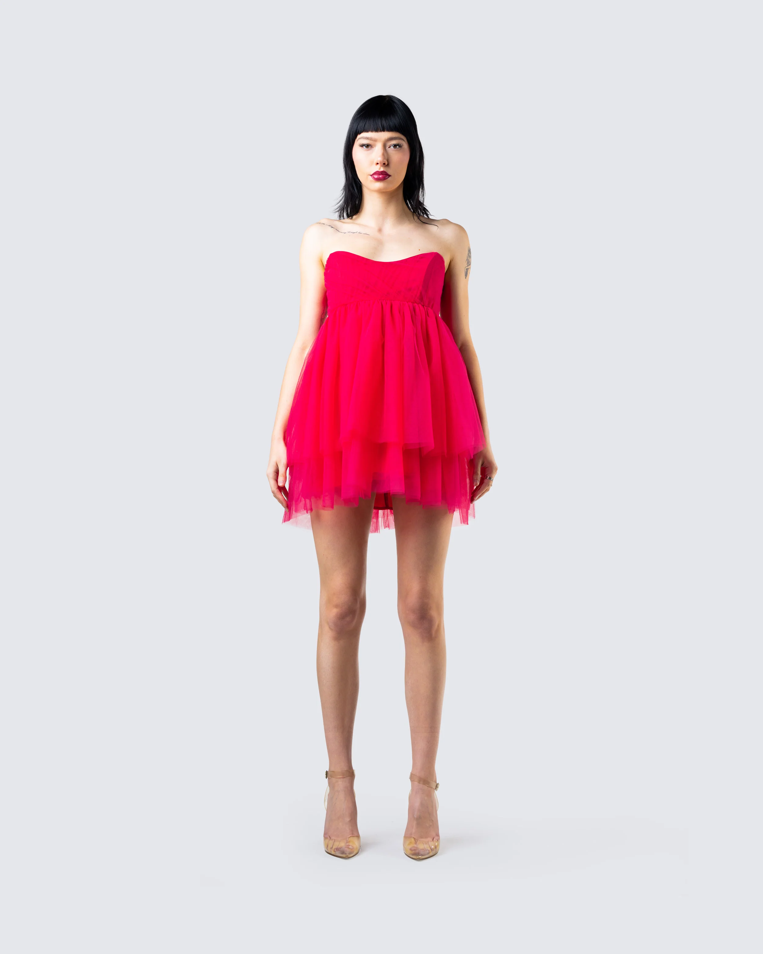 Nelly Hot Pink Tulle Mini Dress - Image 4