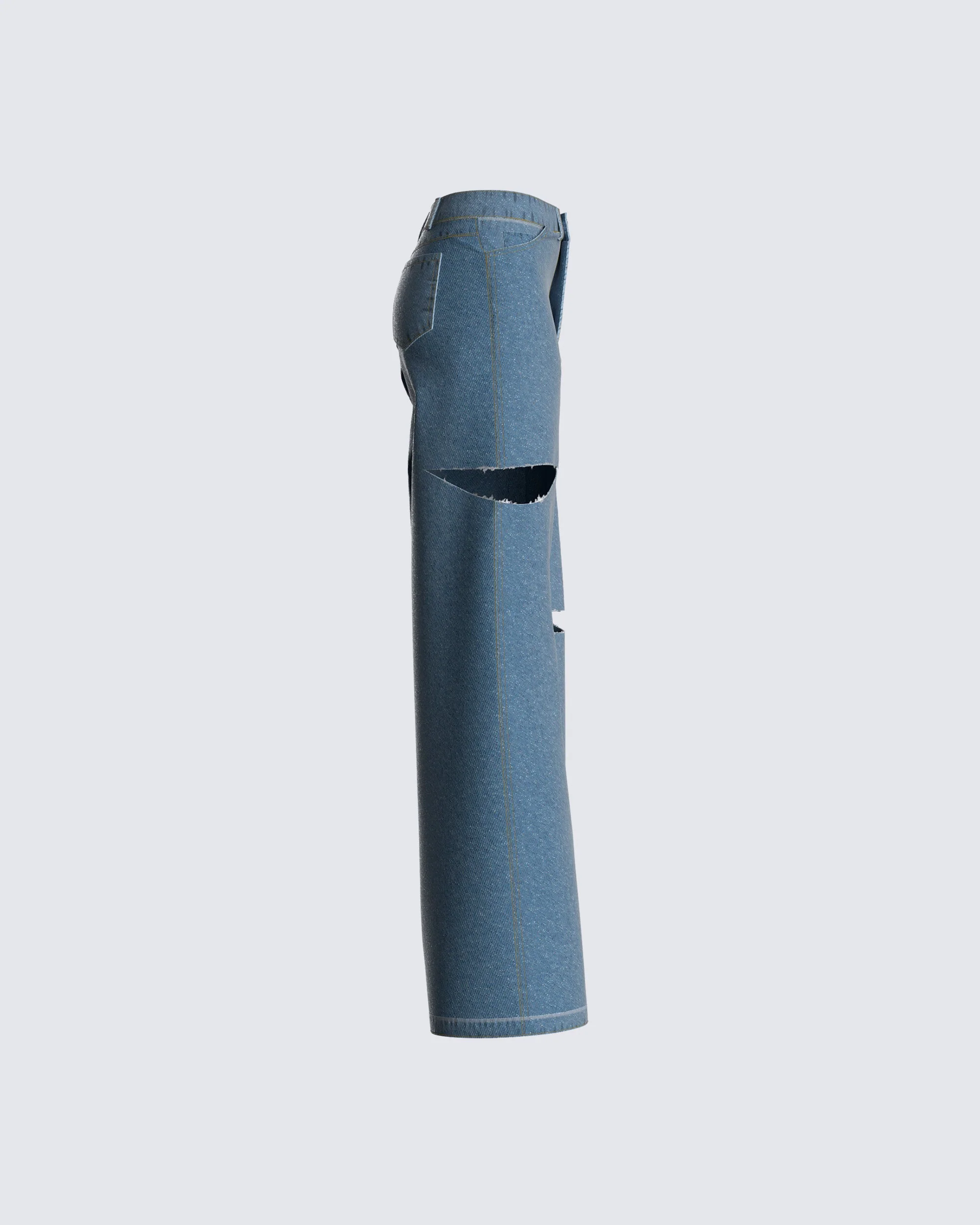 Nena Wide Leg Blue Jeans - Image 2