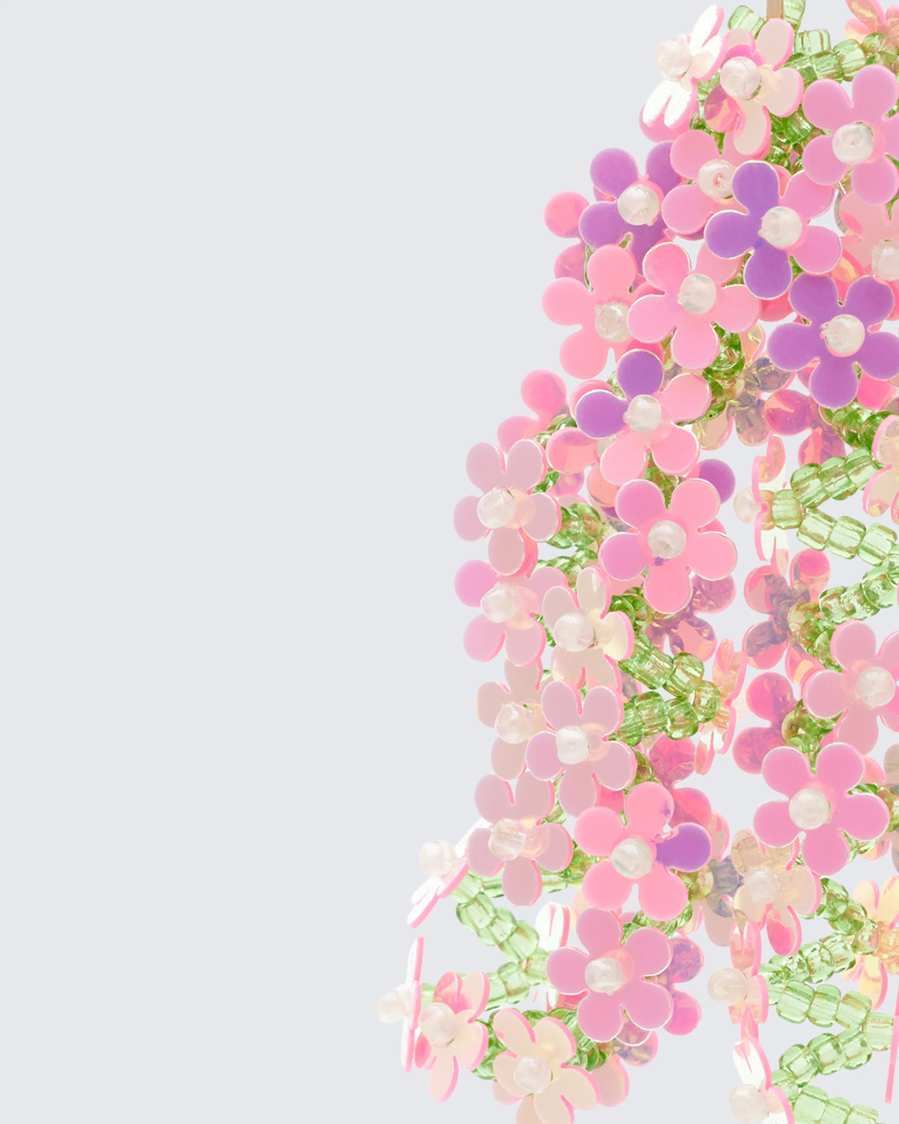 Neriel Pink Floral Chandelier Earrings - Image 3