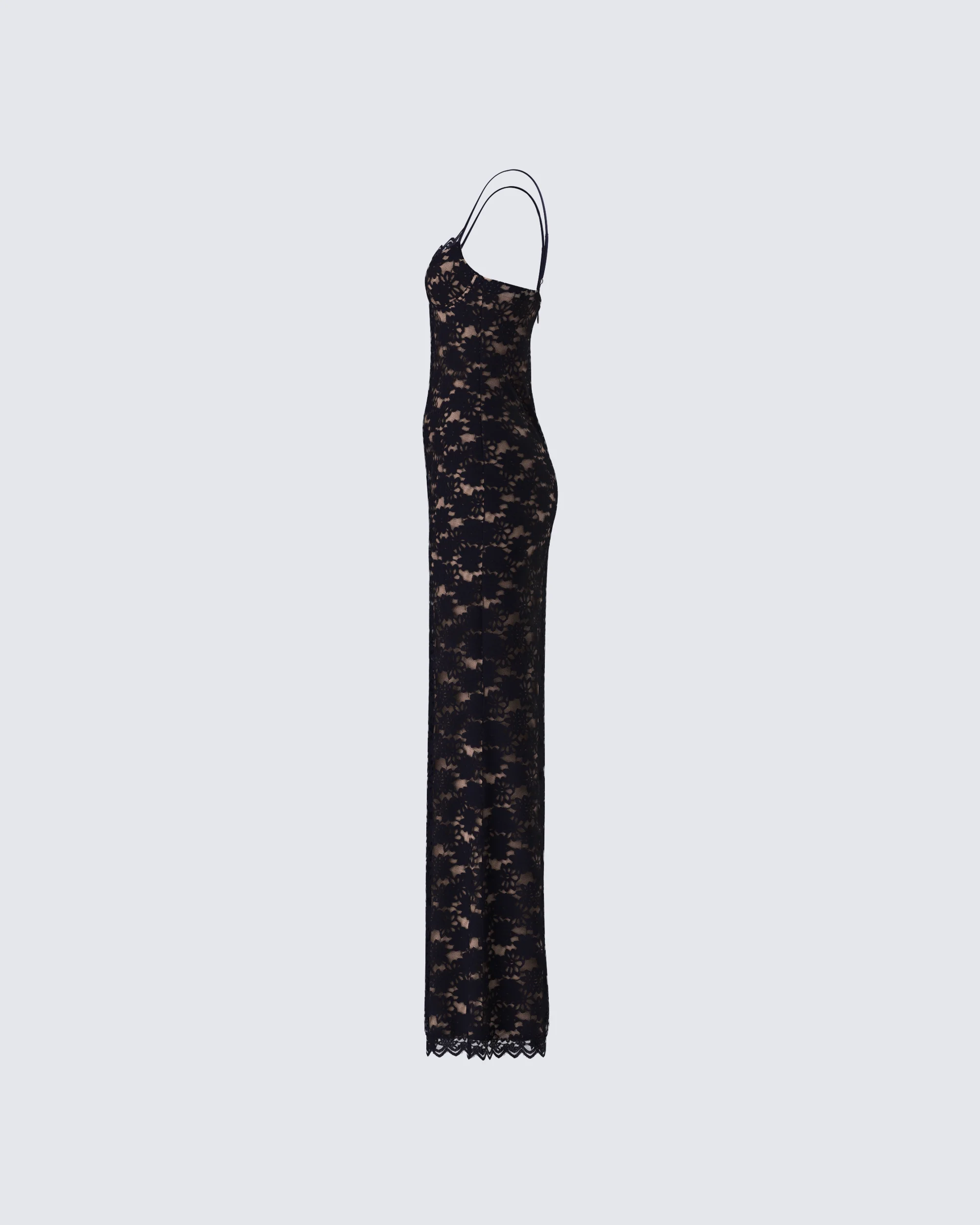 Nevaeh Black Lace Maxi Dress - Image 2