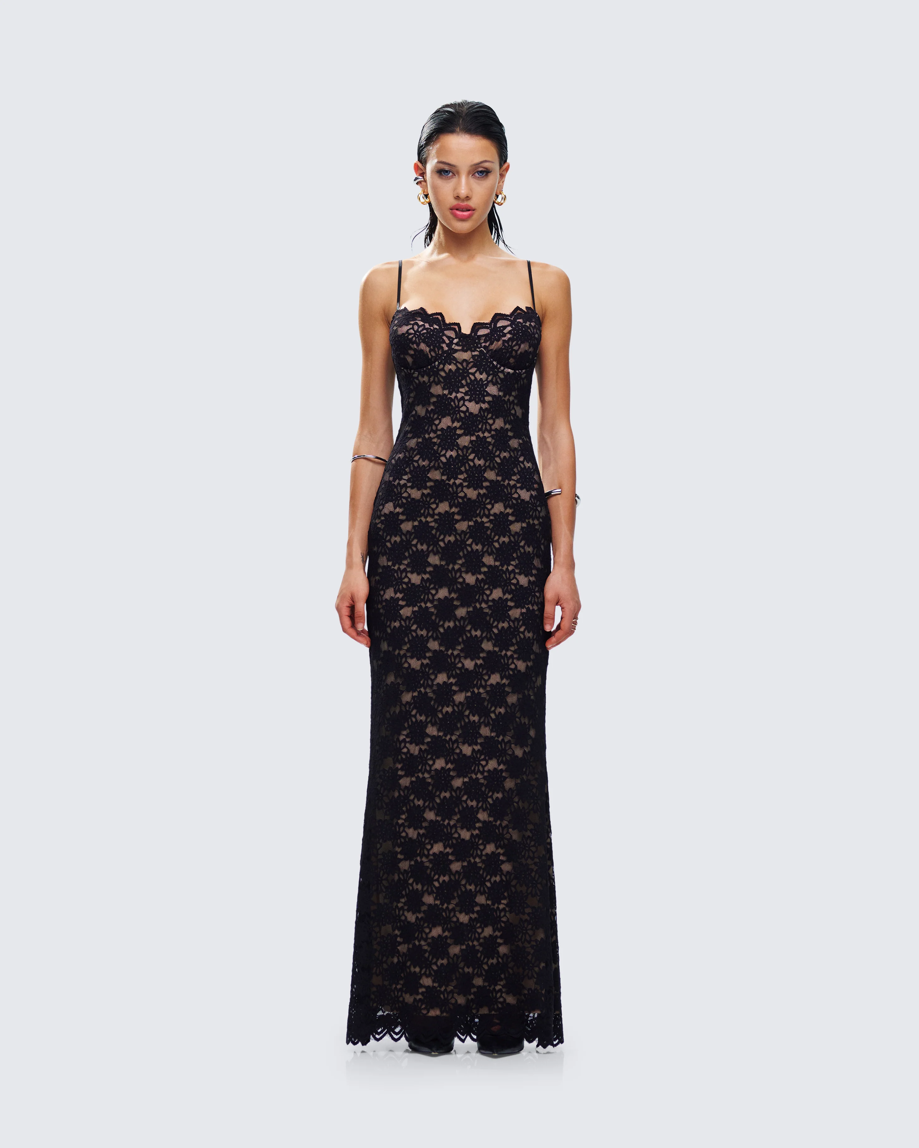 Nevaeh Black Lace Maxi Dress - Image 4