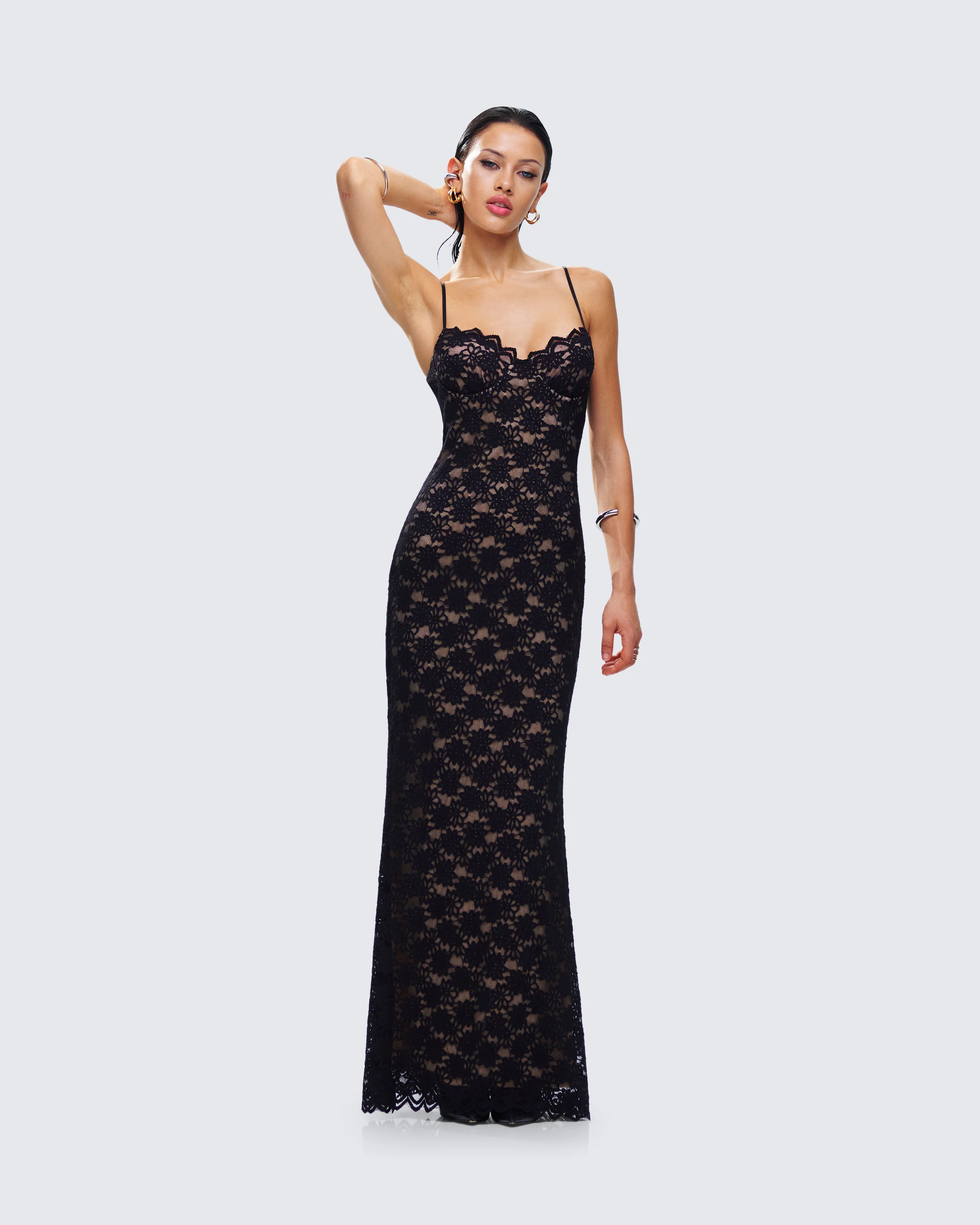 Nevaeh Black Lace Maxi Dress - Image 5