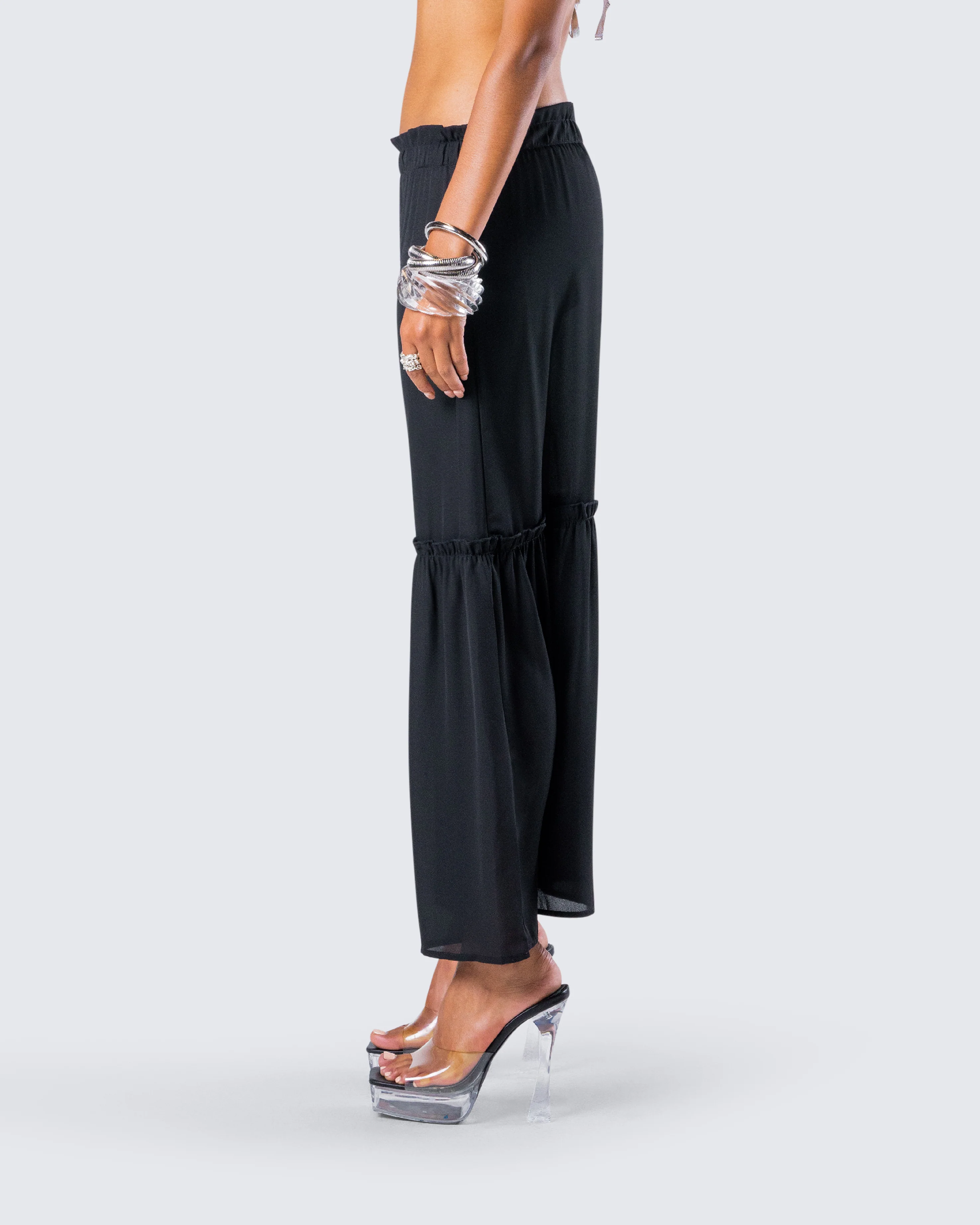 Neve Black Georgette Tiered Skirt - Image 6