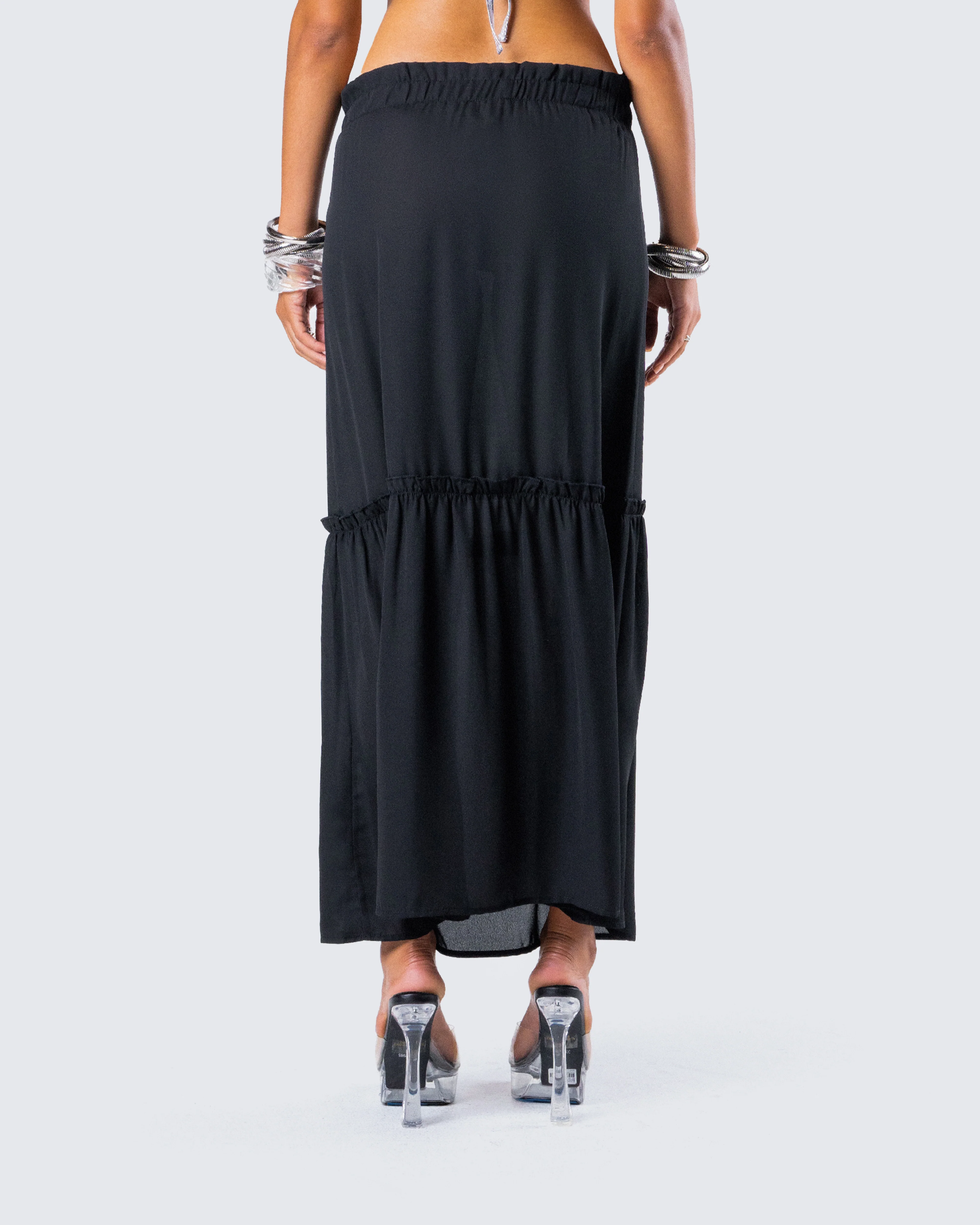 Neve Black Georgette Tiered Skirt - Image 7