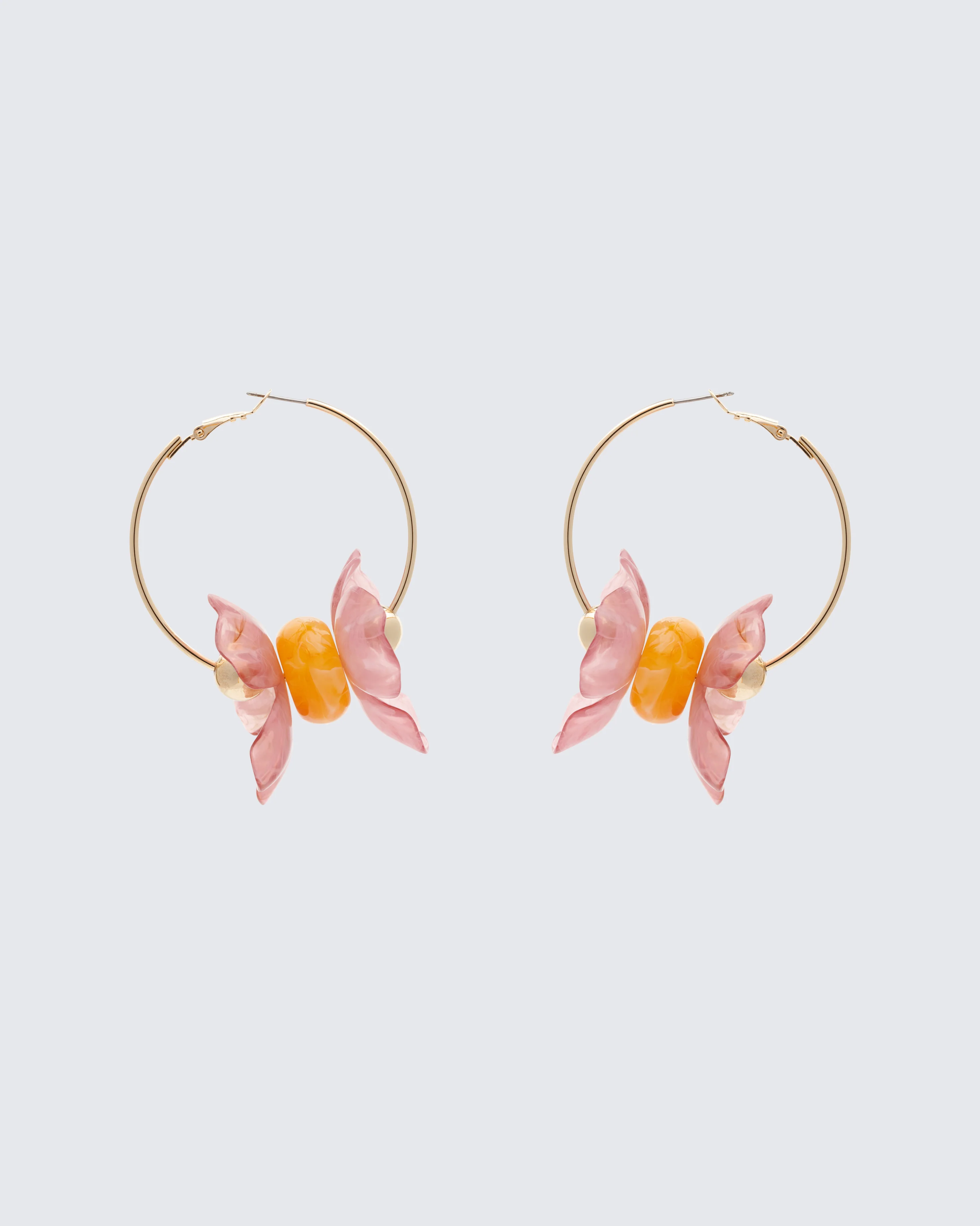 Neveah Pink Flower Hoop Earrings - Image 2