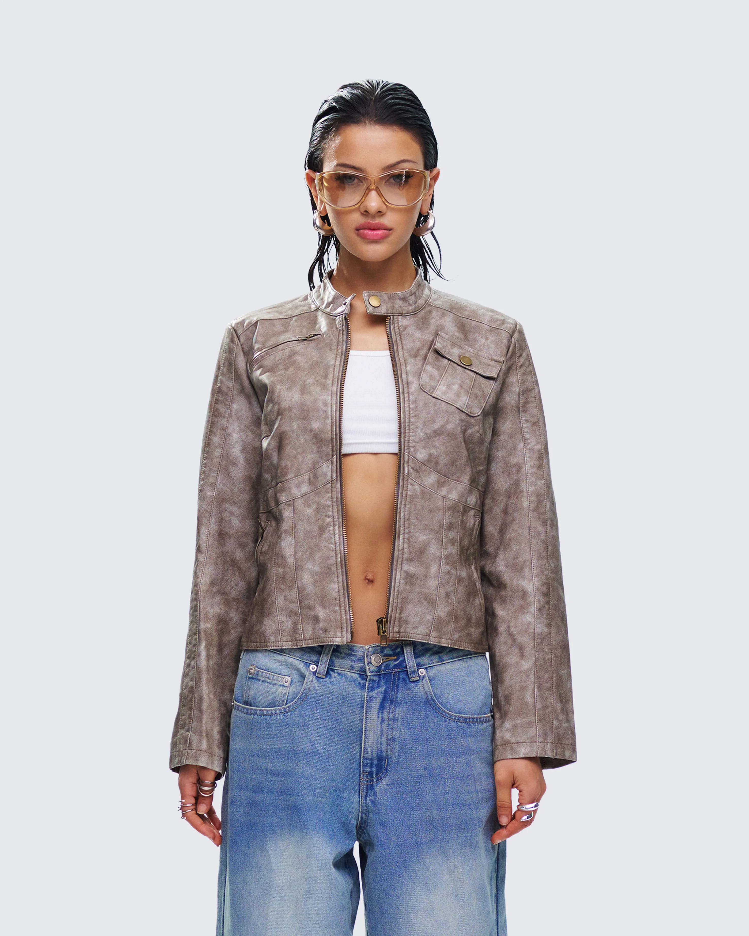 Nevelle Sage Wash Faux Leather Jacket - Image 4