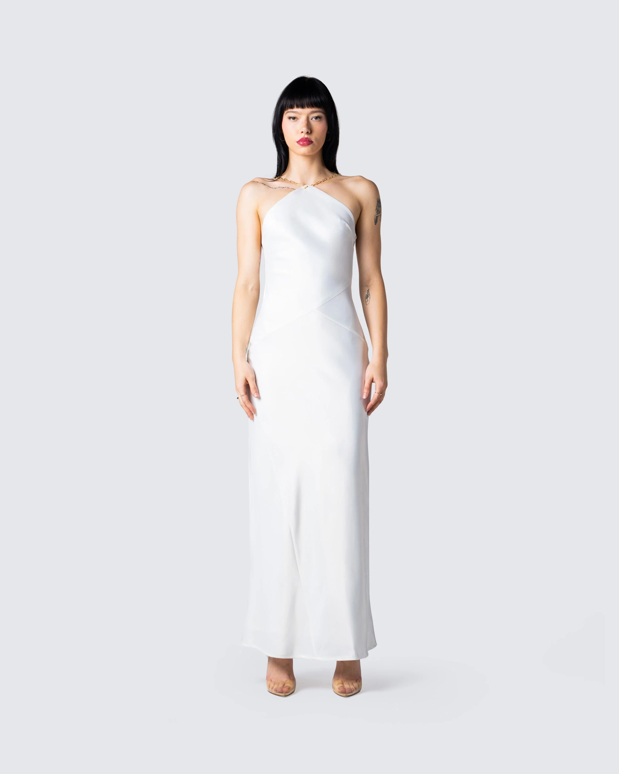 Nicola White Chain Maxi Dress - Image 4