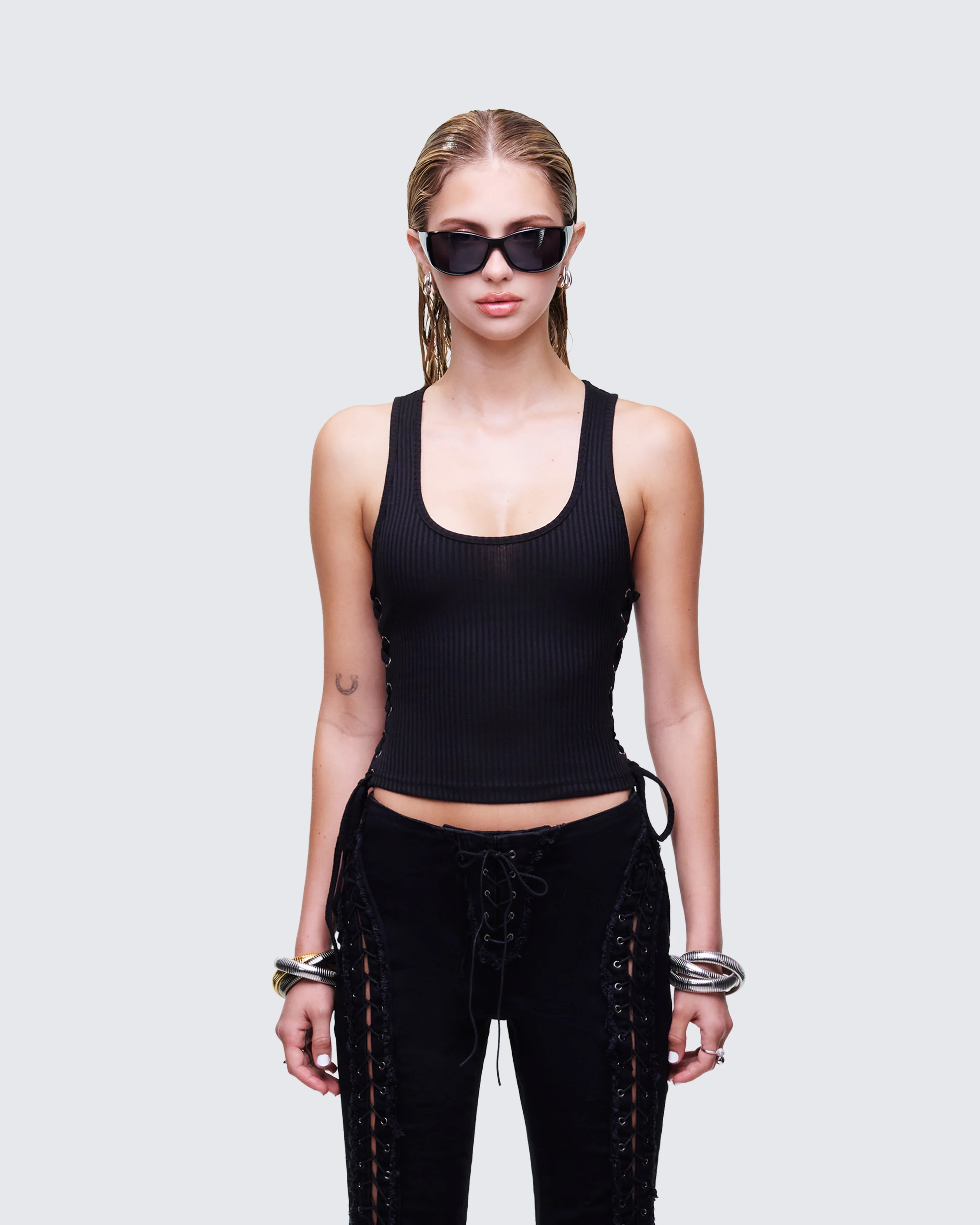 Nixie Black Lace Up Tank - Image 2