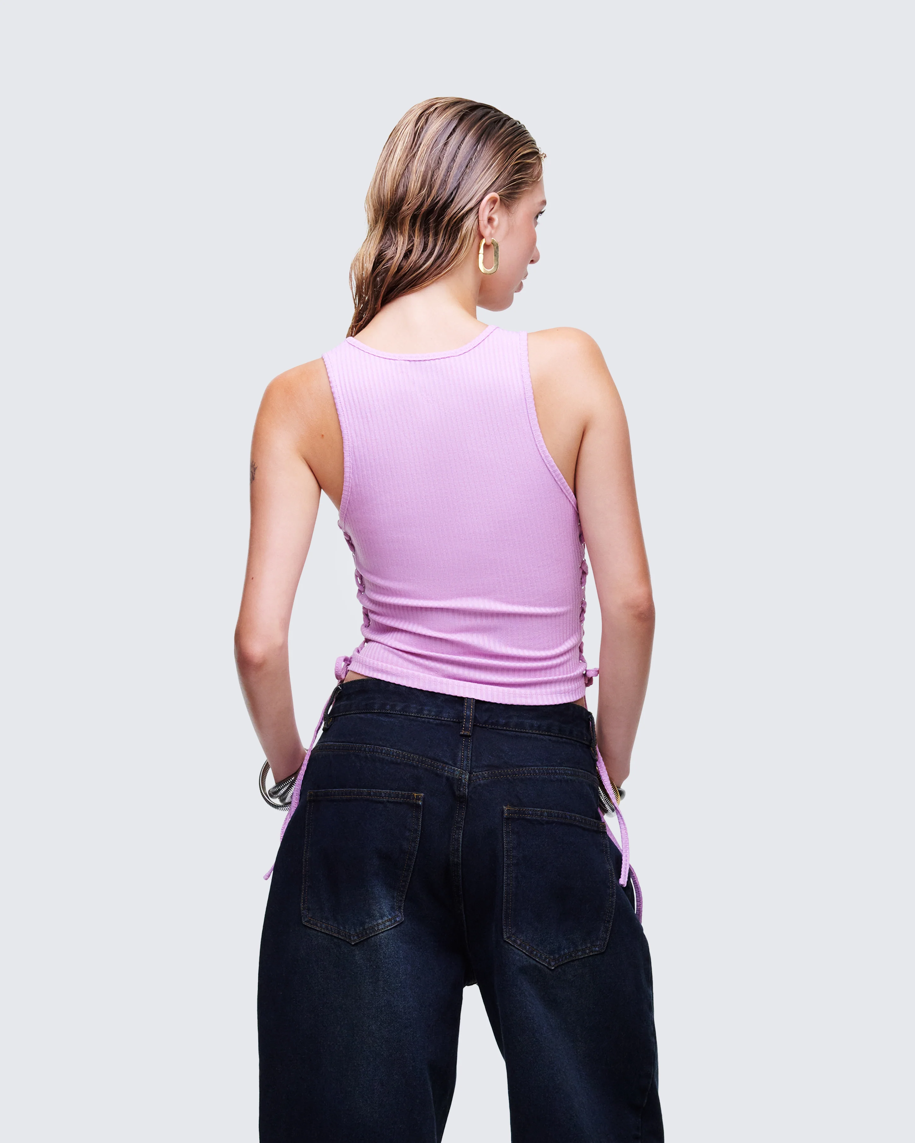 Nixie Pink Lace Up Tank - Image 4