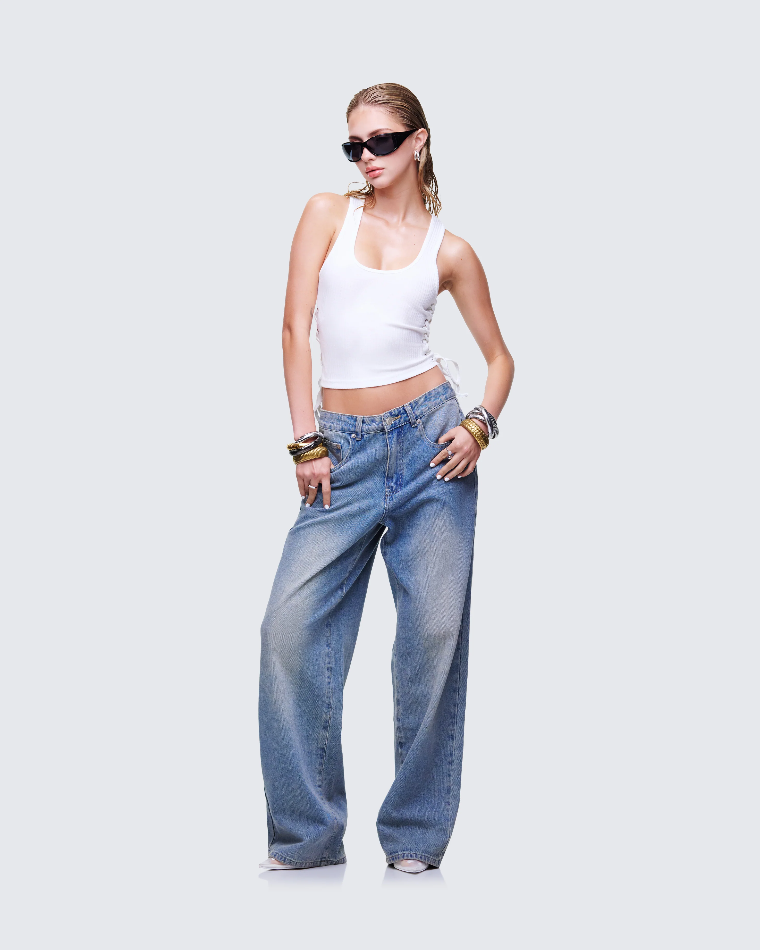 Nixie White Lace Up Tank - Image 5